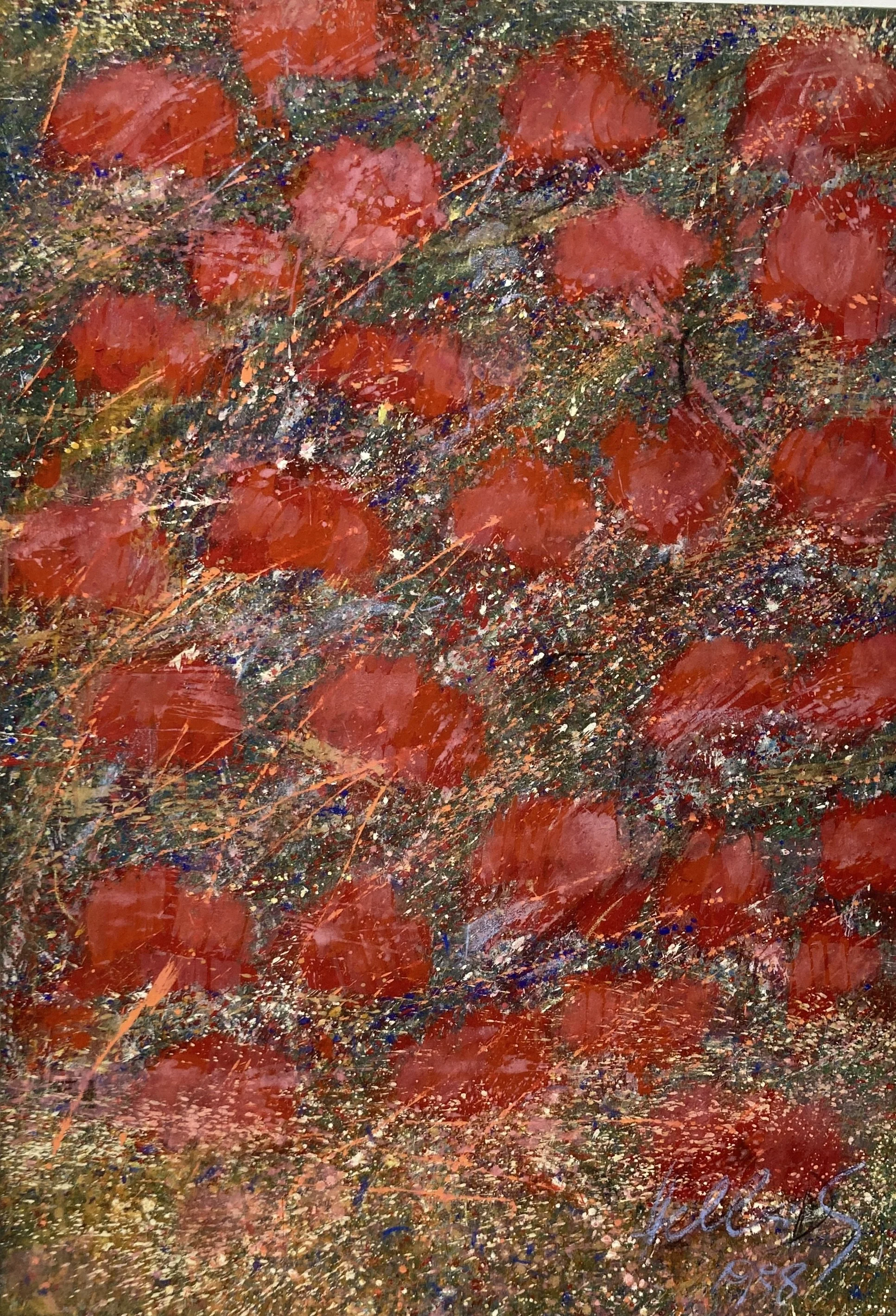 Klatschmohn, 1998, 160x110cm, acrylics on nettle, 7.000 €