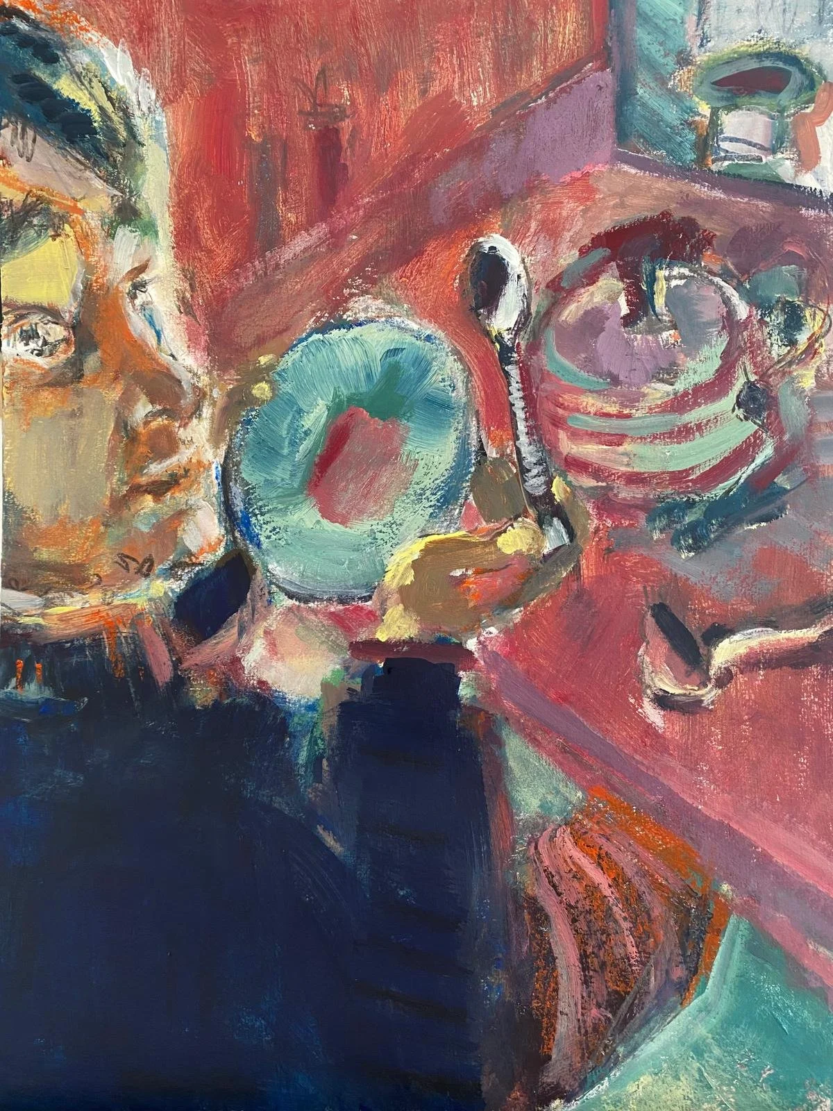 Can I lick it?, Acrylics and crayon on paper, 42x56 cm, 2026
