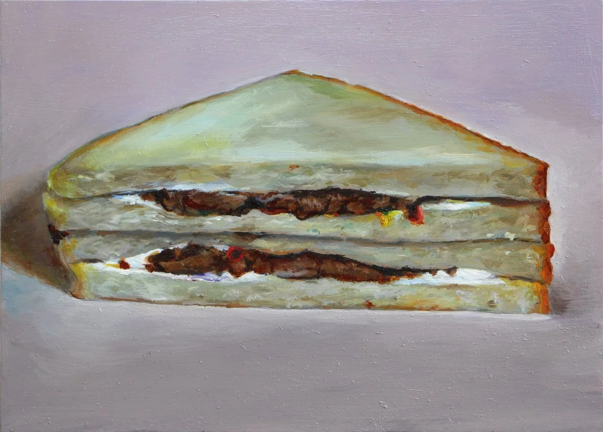 Florence Obrecht, Sandwich 4, oil on wood, 13x18 cm, 2025