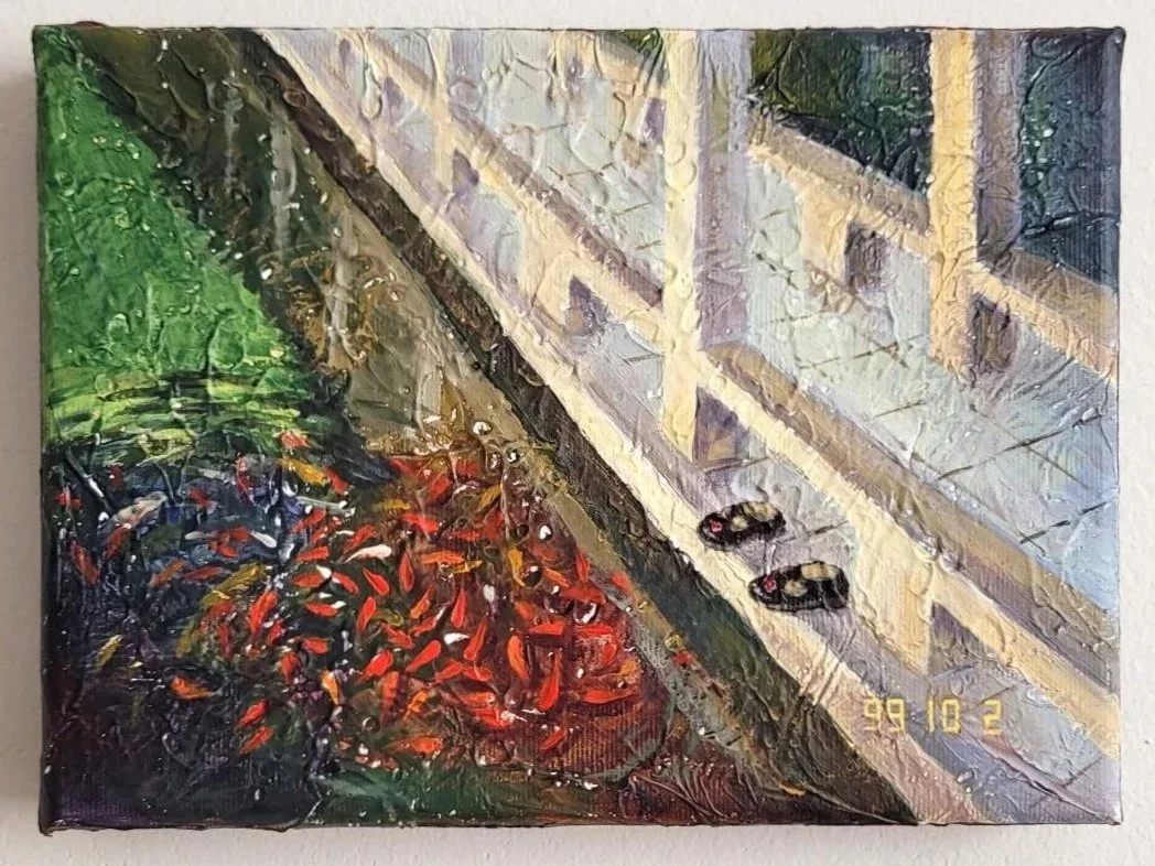 Jingwen Yao, 99/10/02, acrylic on canvas, 18x24 cm, 2025