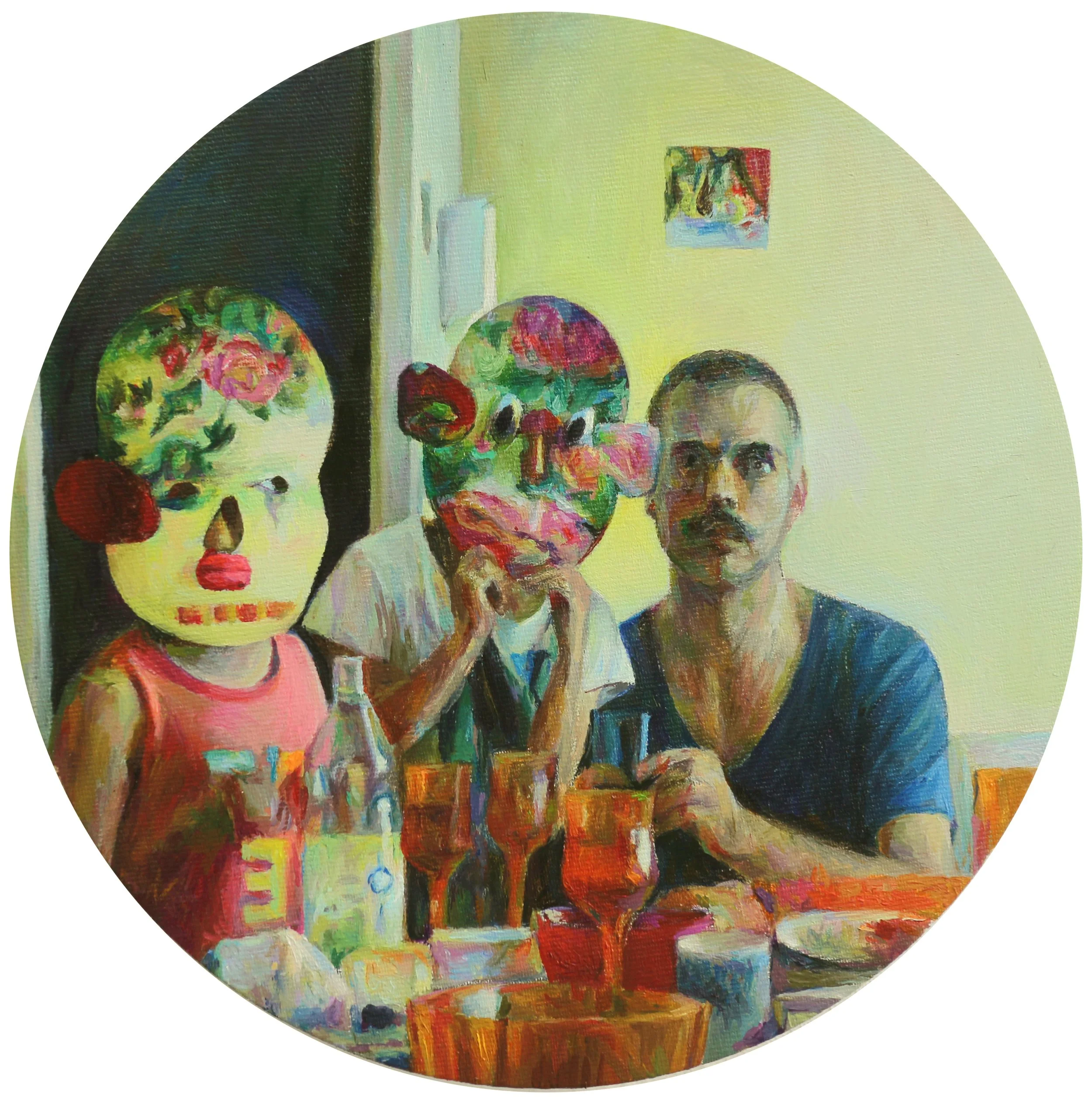 Wu Zhi, Birthday, oil on canvas, 25cm diameter, 2018