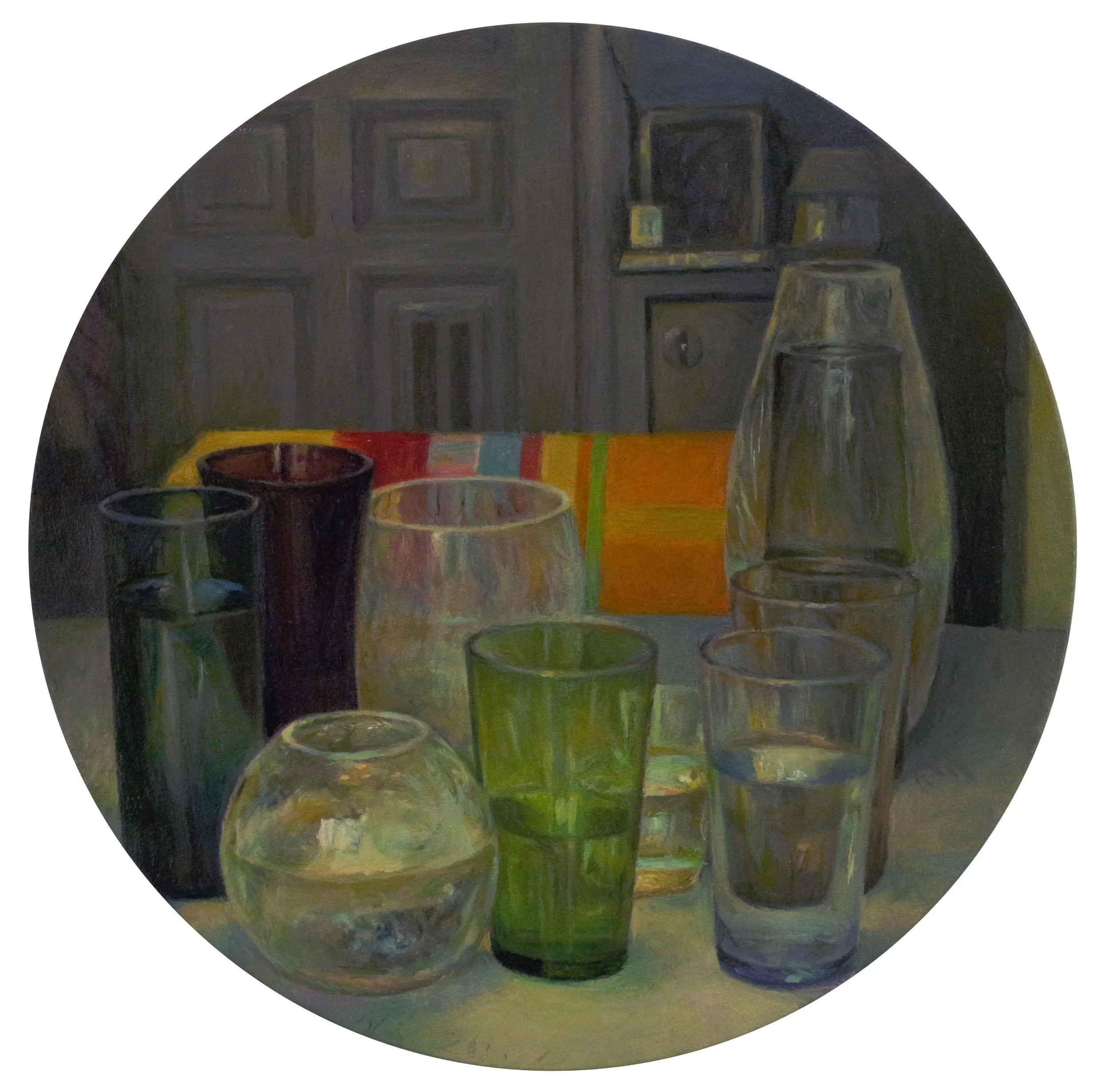 Wu Zhi, Isa's glasses, oil on canvas, 25cm diameter, 2019