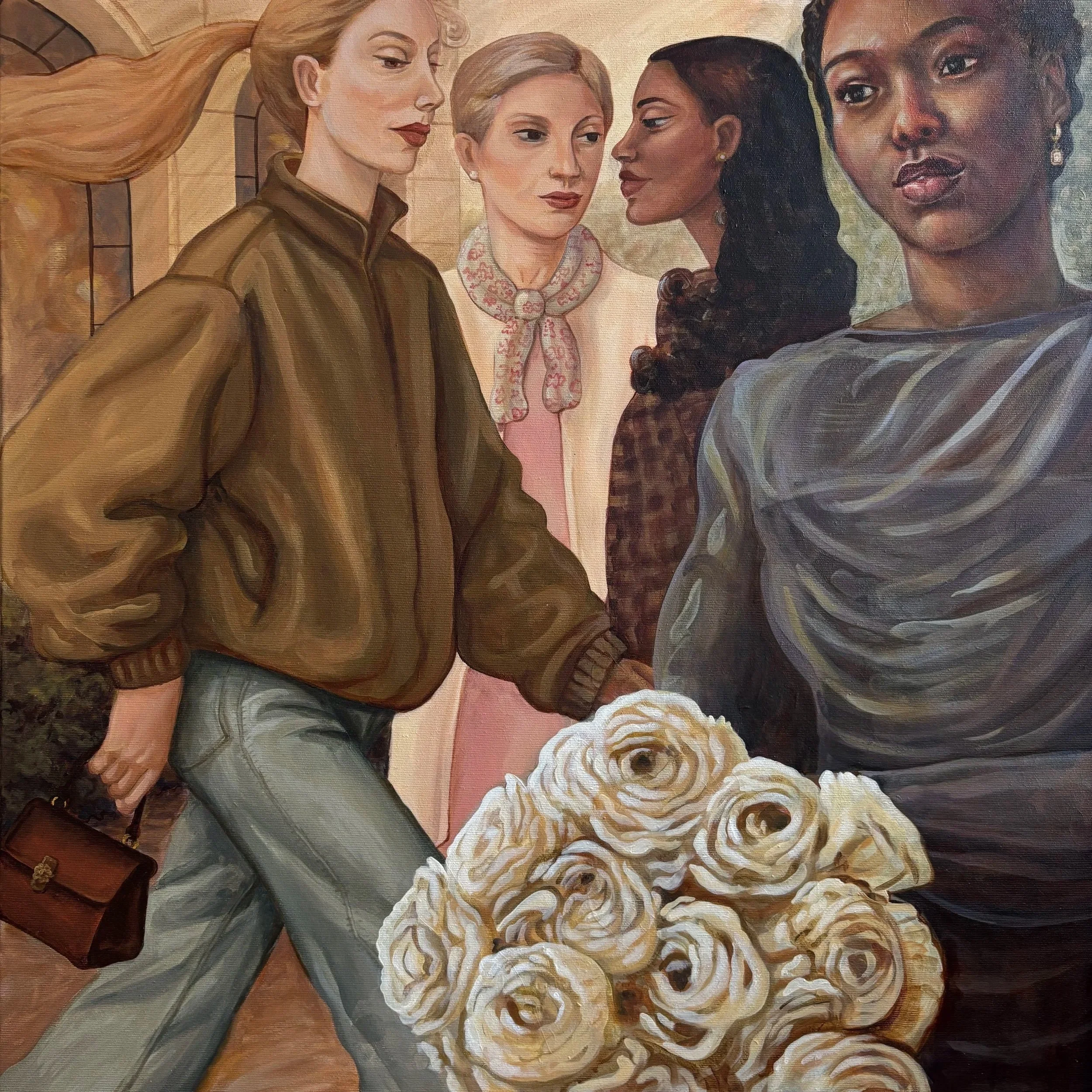 o.T. (white roses), Acrylics on canvas, 
80x80cm, 2026, 2.600 €