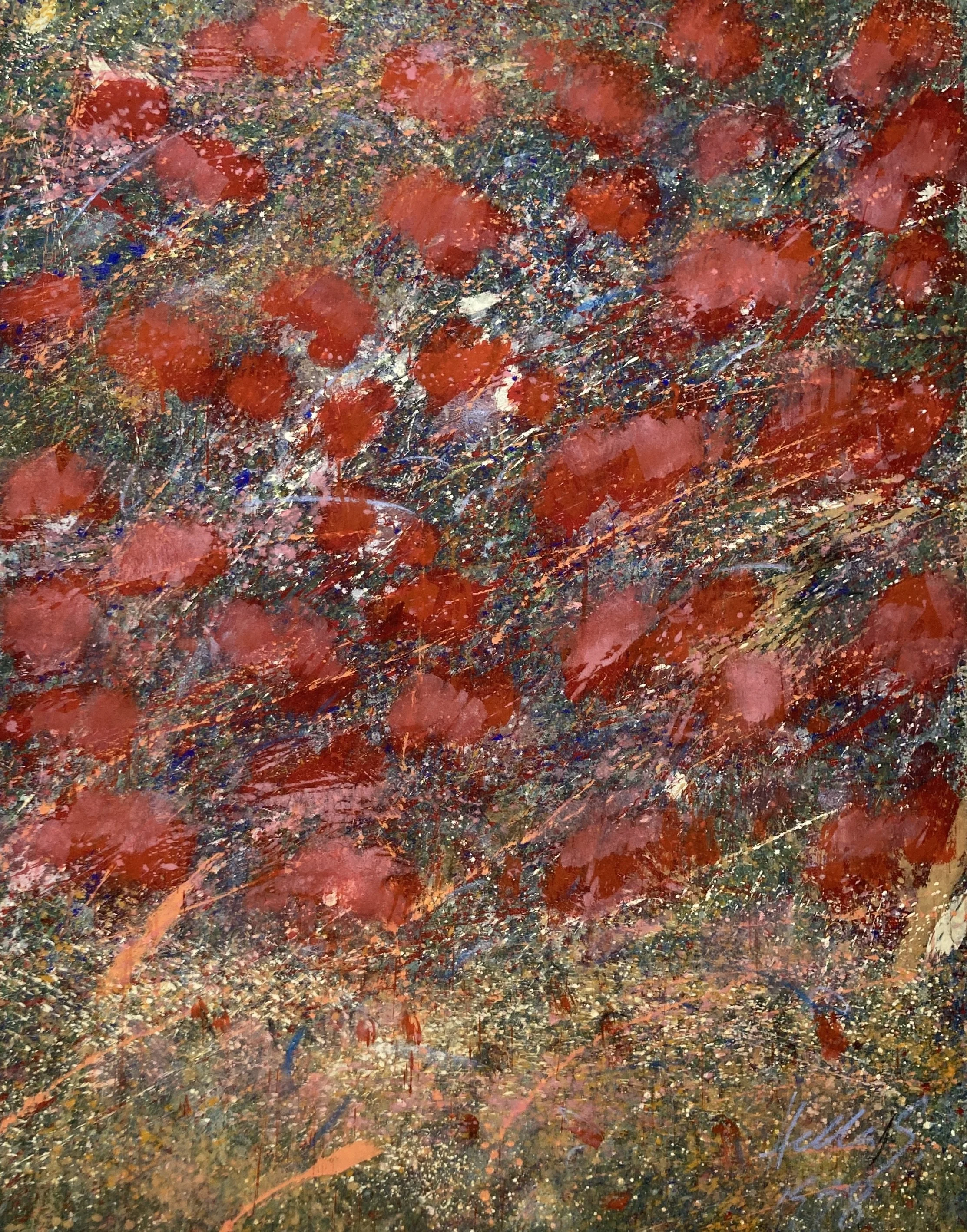 Klatschmohn, 1998/99, 160x125cm, acrylics on nettle, 7.300 €