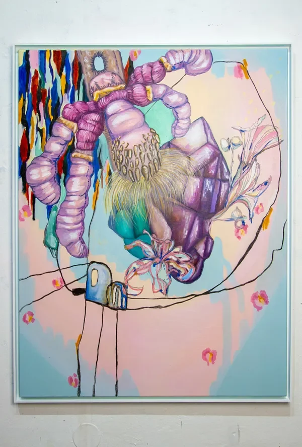 SYN-R-G/07, 2024, oil, acrylic, pencil on canvas,
100x80cm