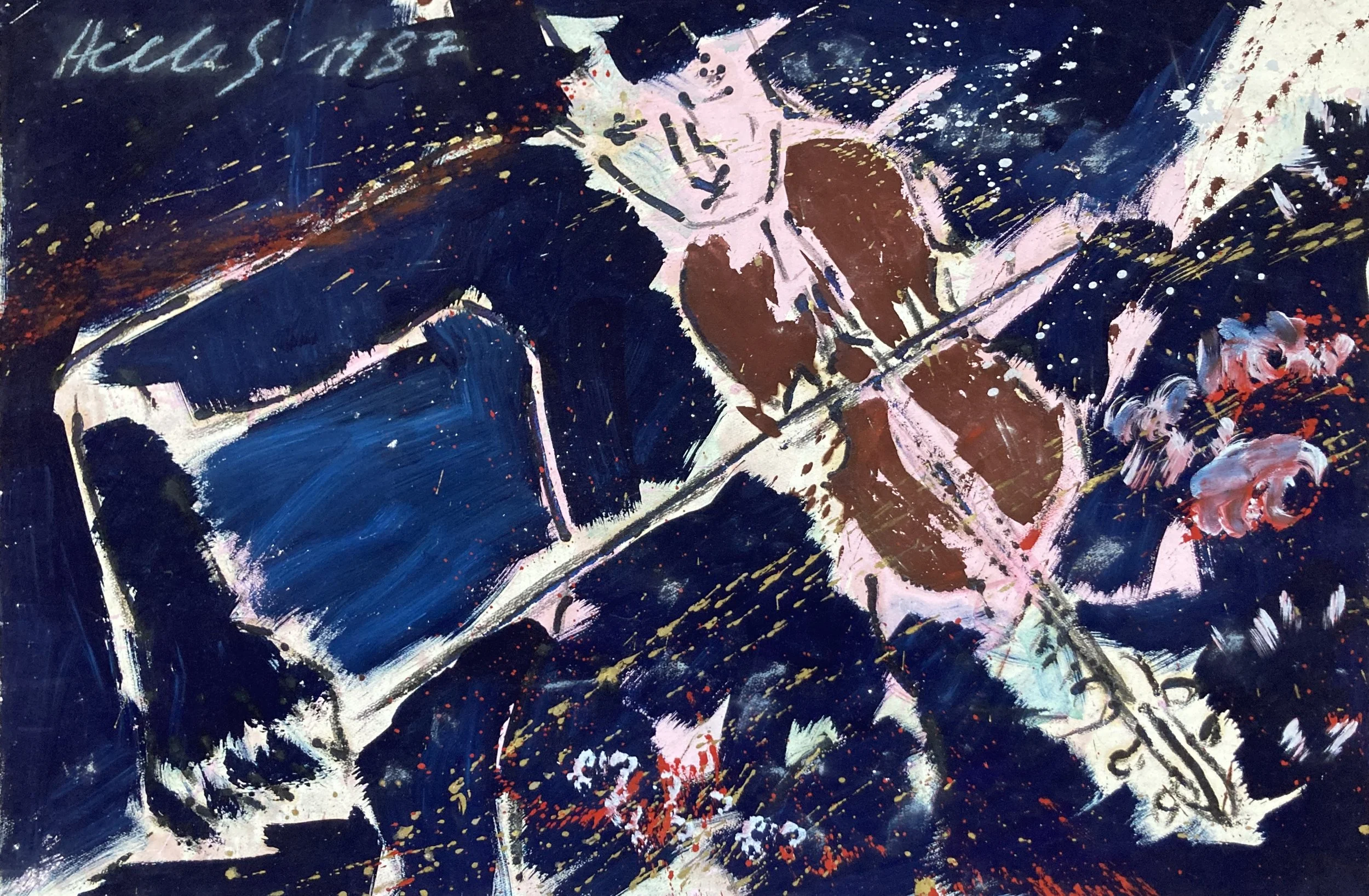 Violinist II, 1987, 80x55cm, acrylics on hand-made paper, 2.600 €