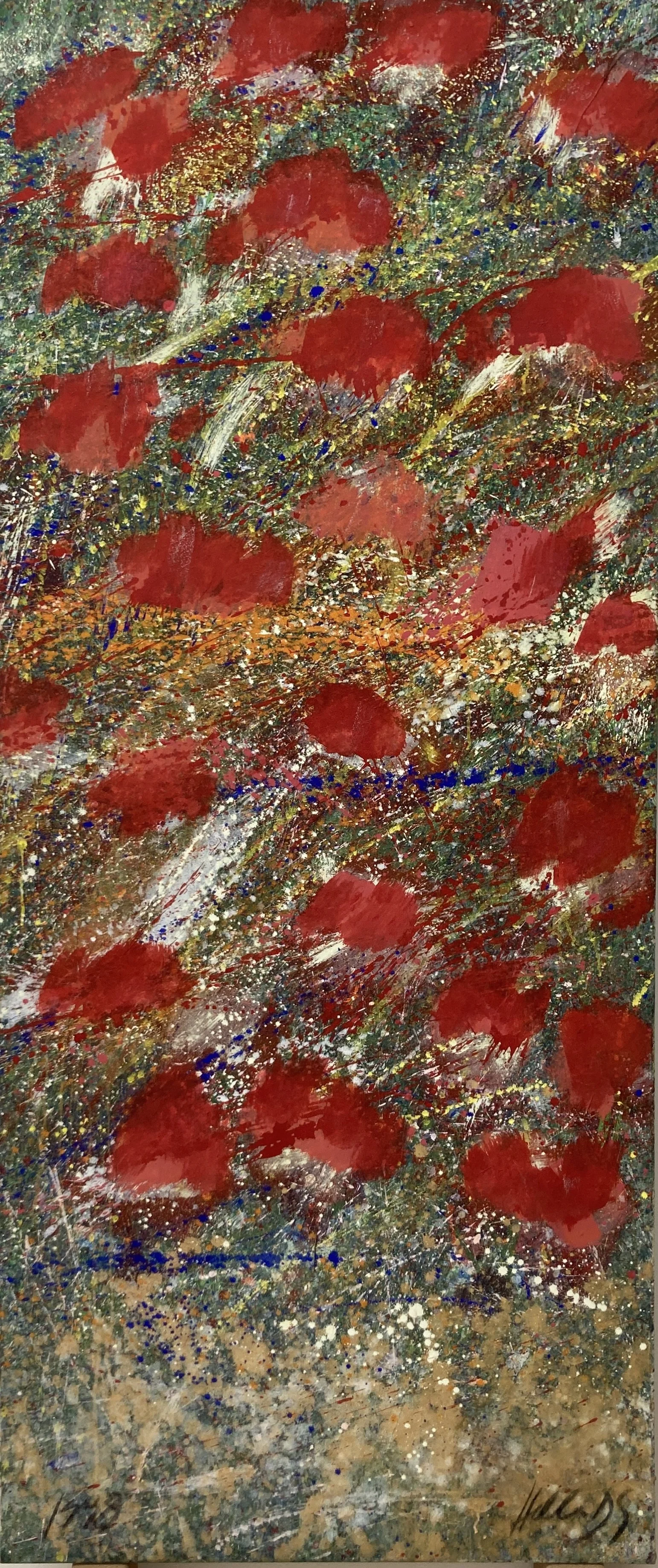 Klatschmohn, 1998, 200x80cm, acrylics on nettle, 7.200 €