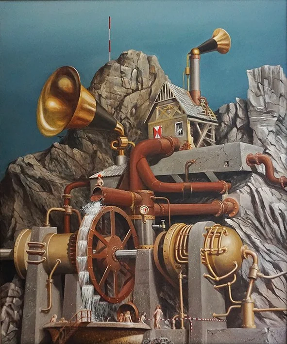 Wassermusikalischer Jungbrunnen, Oil on canvas, 60x50cm, 2021, 2.500 € (framed)