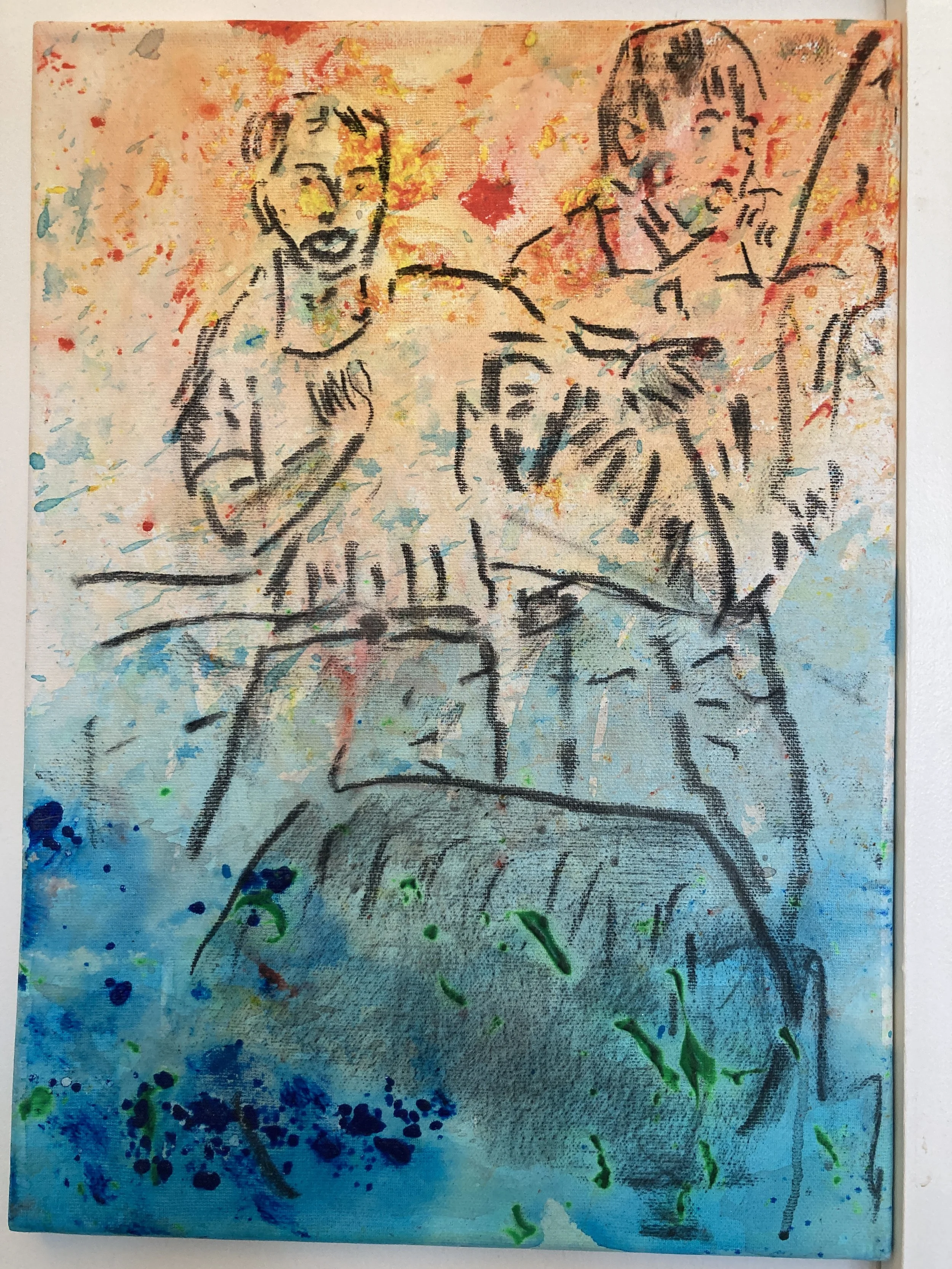 Tanz auf dem Glatteis IV, 2025, 32x45cm, acrylics on canvas, 1.750 €