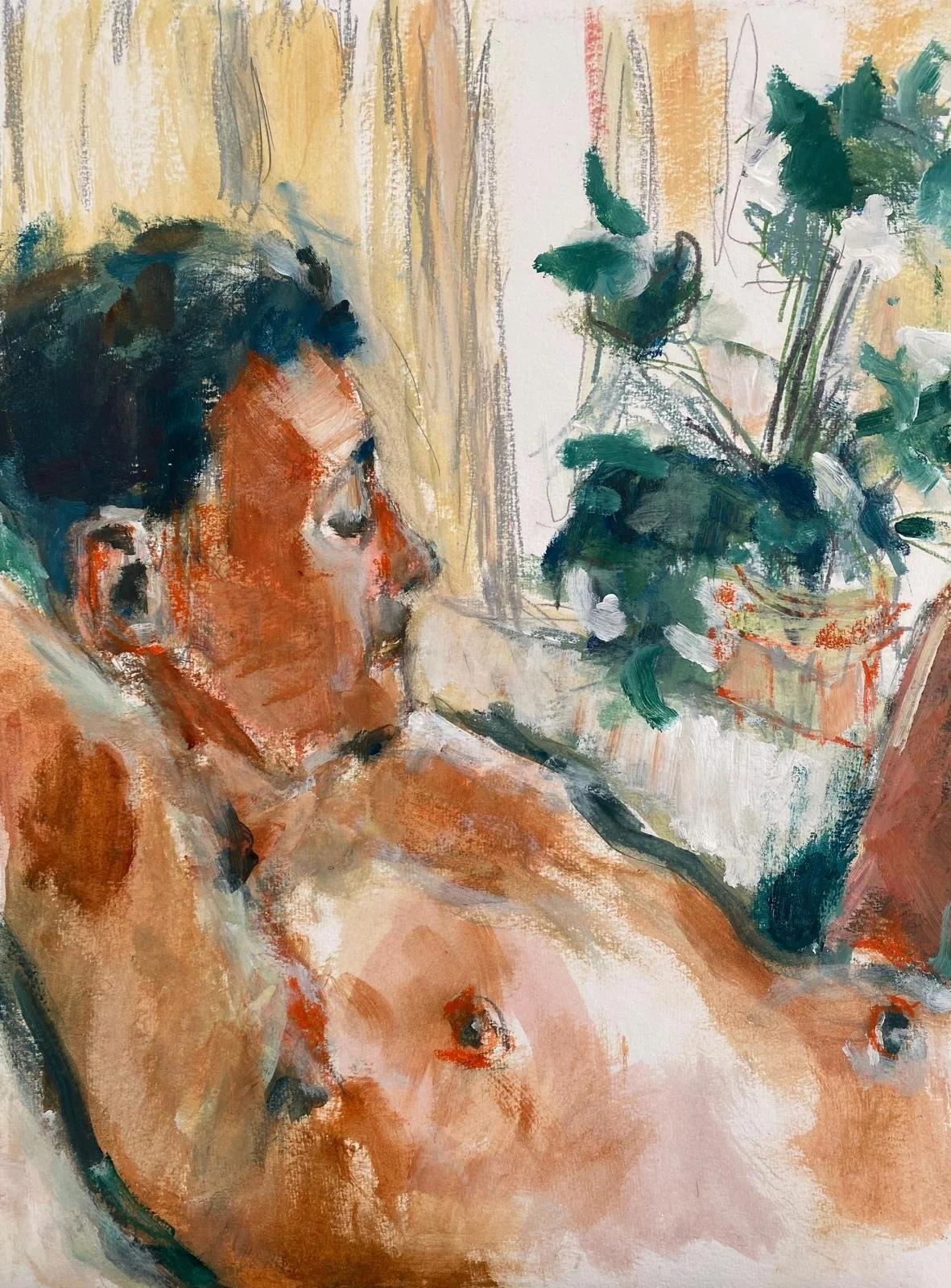 Lazy Sunday, Acrylics, crayon and graphite on paper, 42x56 cm, 2026