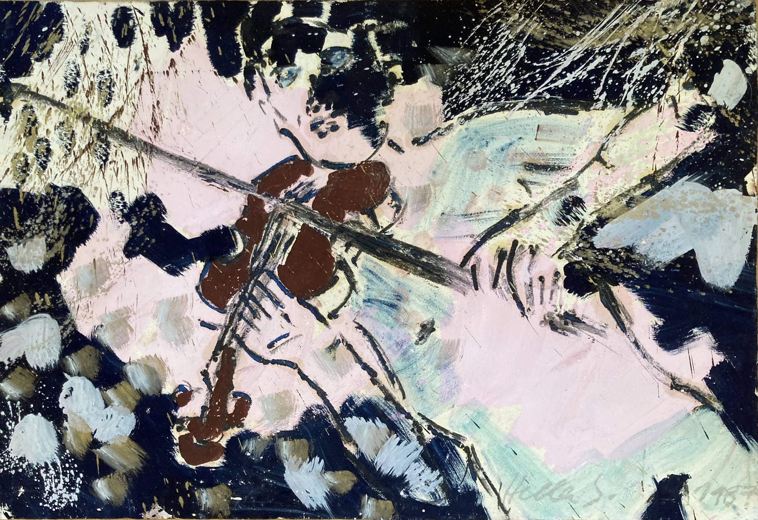 Violinist III, 1987, 80x55cm, acrylics on hand-made paper, 2.600 €