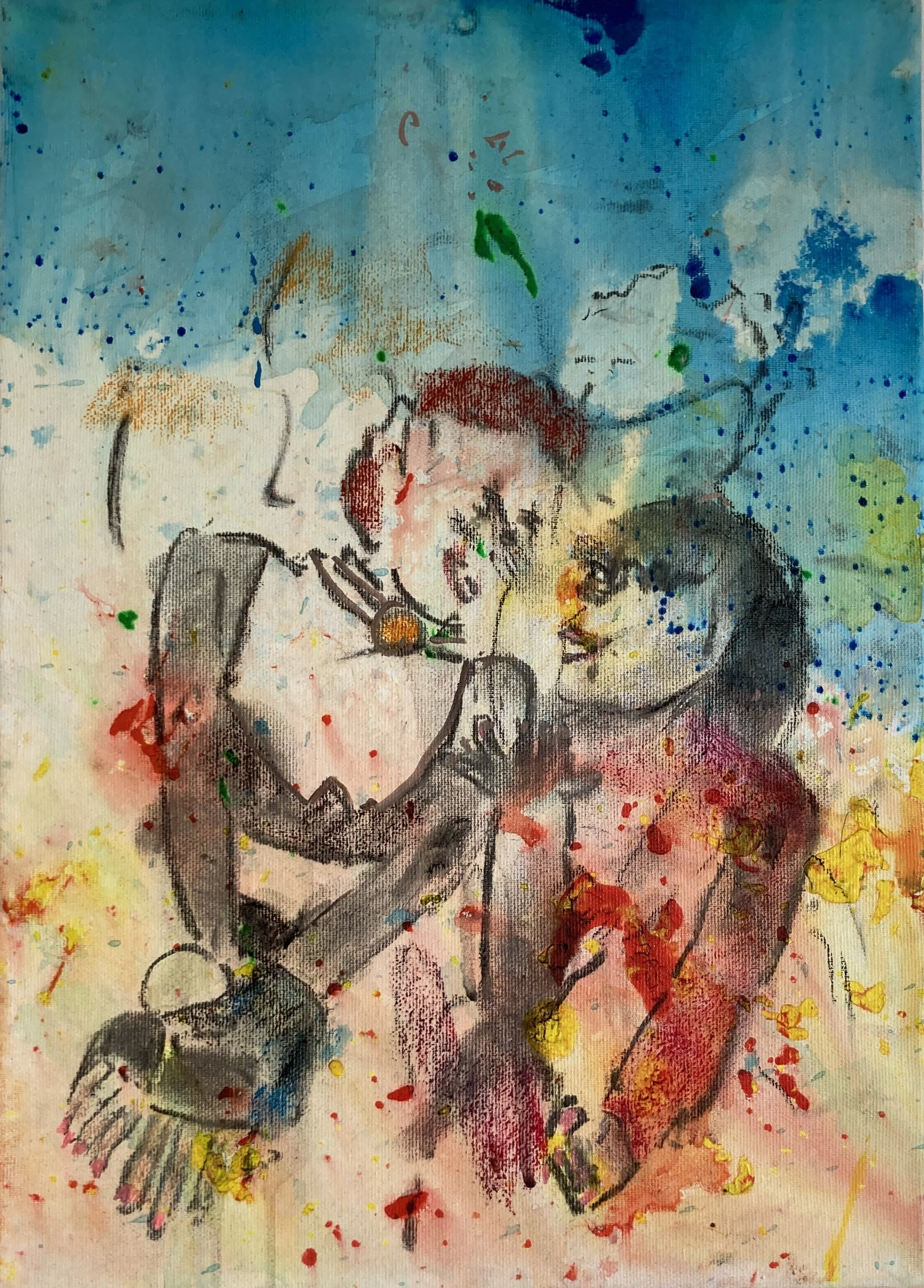 Tanz auf dem Glatteis III, 2025, 32x45cm, mixed technique on canvas, 1.750 €