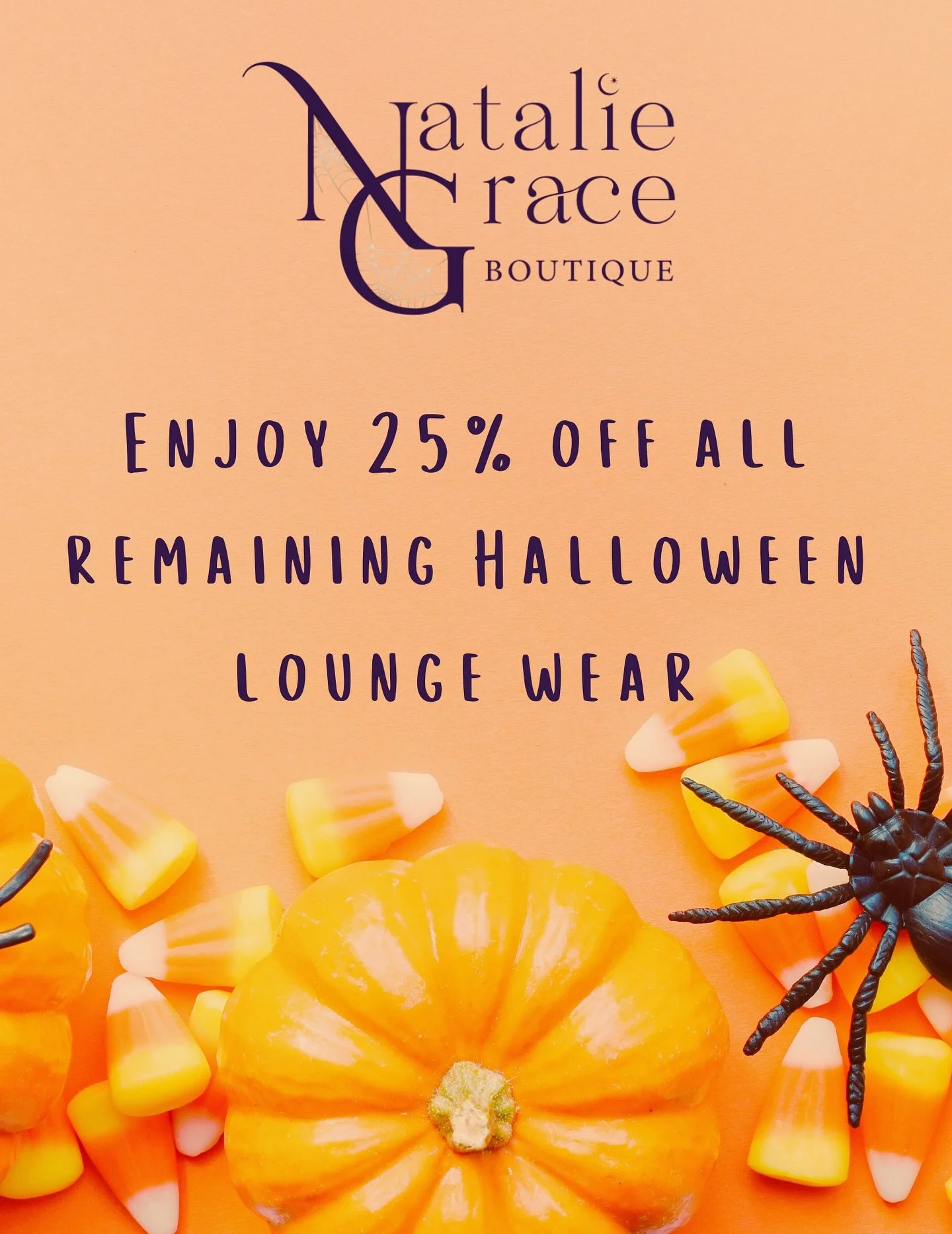 This week, swing by Natalie Grace Boutique and treat yourself to 25% off all remaining Halloween lounge wear. 👻

Whether you&rsquo;re lounging at home or hosting scary movie night, it&rsquo;s the perfect time to grab something festive and comfy befo