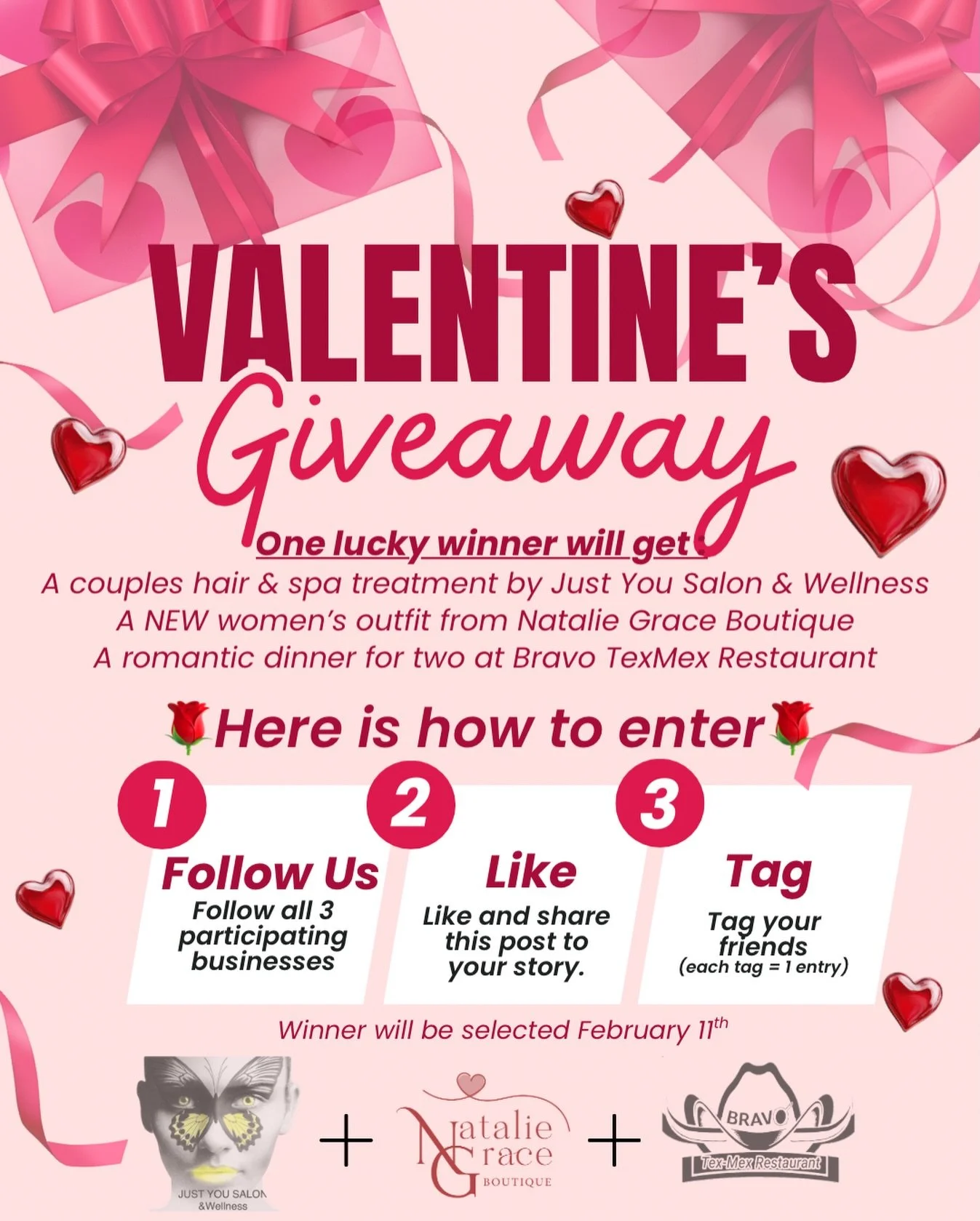 ❤️ VALENTINE&rsquo;S GIVEAWAY ALERT! ❤️

Three amazing Pittston businesses are teaming up to spread the love this Valentine&rsquo;s season. We&rsquo;re celebrating our community with a giveaway you won&rsquo;t want to miss.

💘 One lucky winner will 