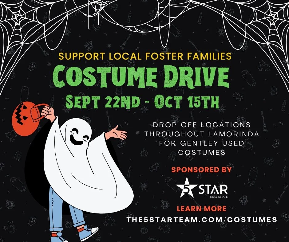 🎃✨ Halloween Costume Drive for Foster Kids 🎃✨

5 Star Real Estate is proud to partner with the Contra Costa Foster Family Network to bring a little extra magic to foster kids this Halloween.
We&rsquo;re collecting lightly used (or new!) Halloween c