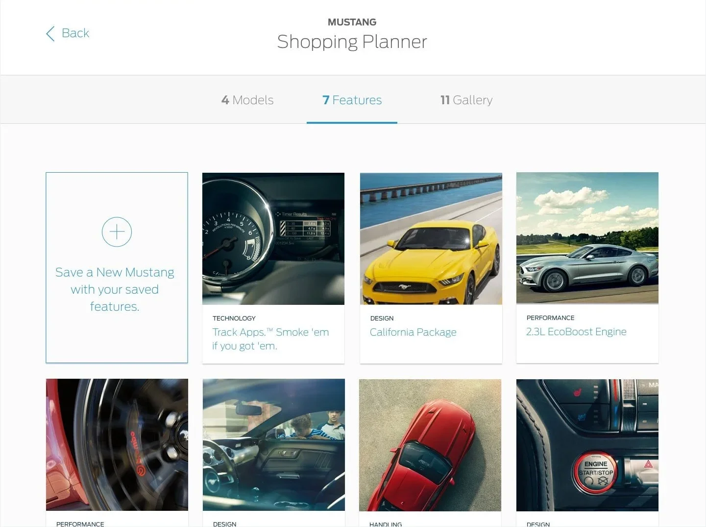 select features page