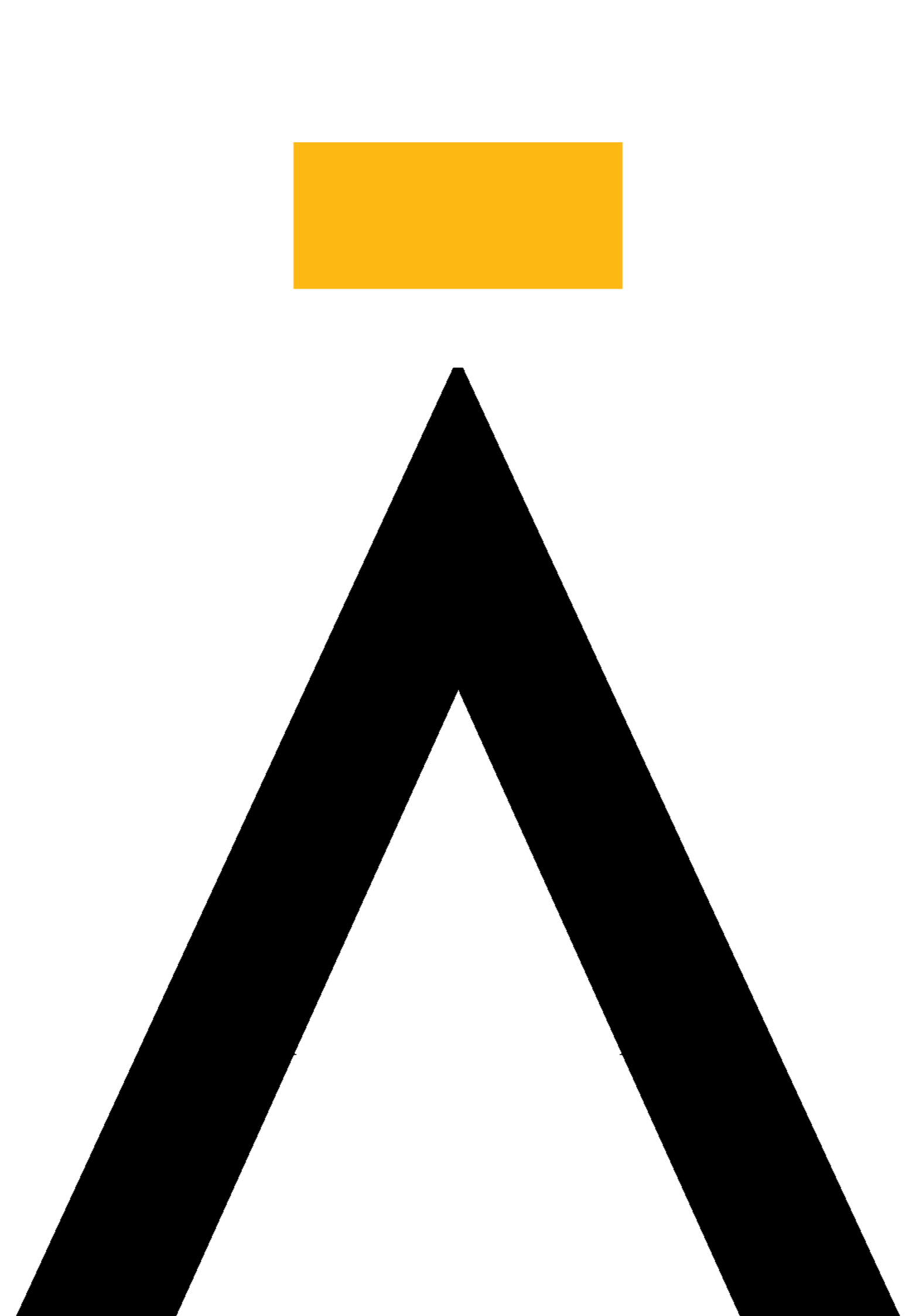 The logo for Layalaya Arts Initiative, a black triangle with a yellow line over the top.