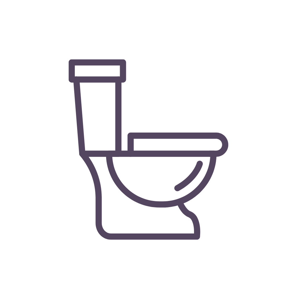 Outline drawing of a toilet with a closed lid.