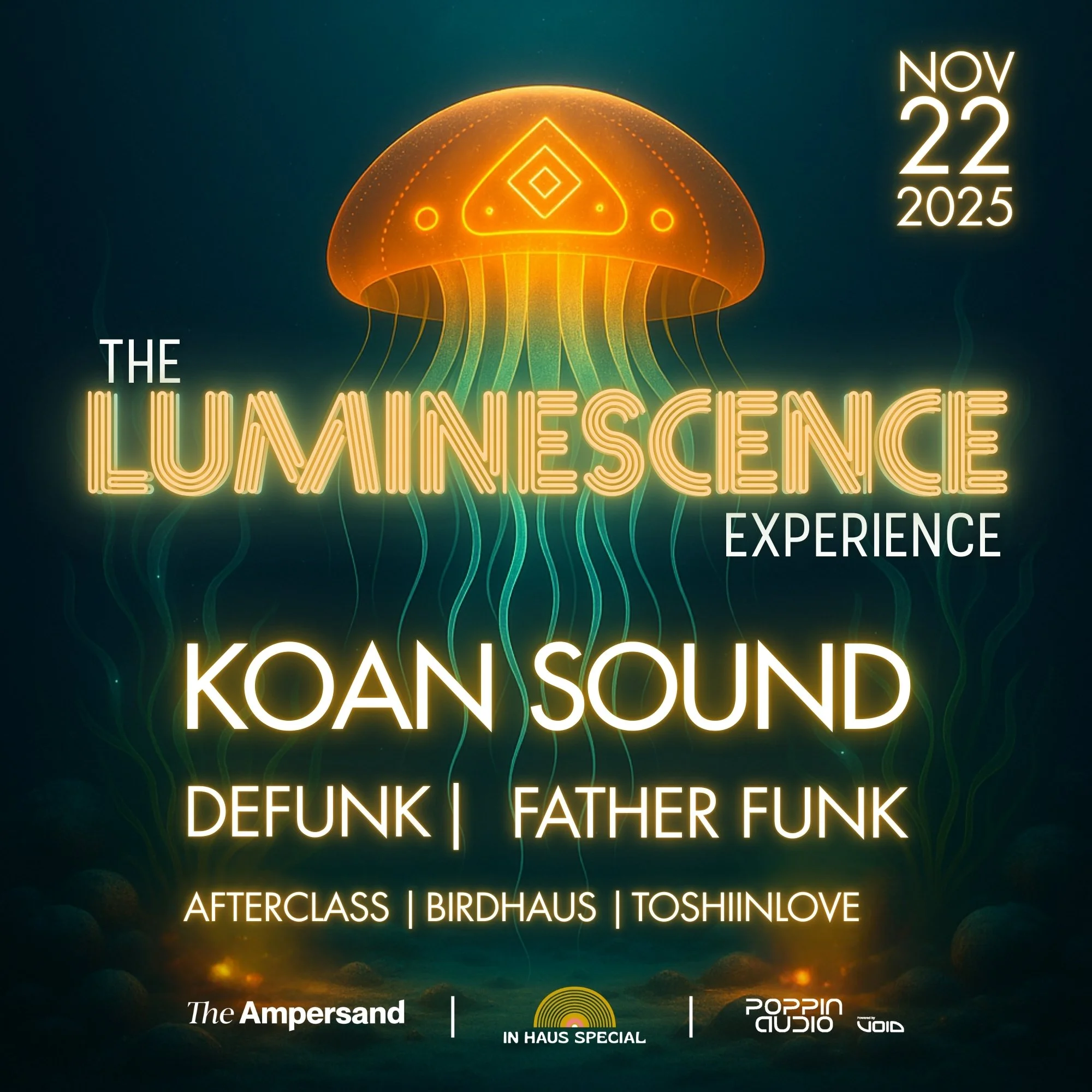 Kootenay Takeover event poster: Toshiinlove plays on April 26, 2025. Mountains in the background of two speakers.