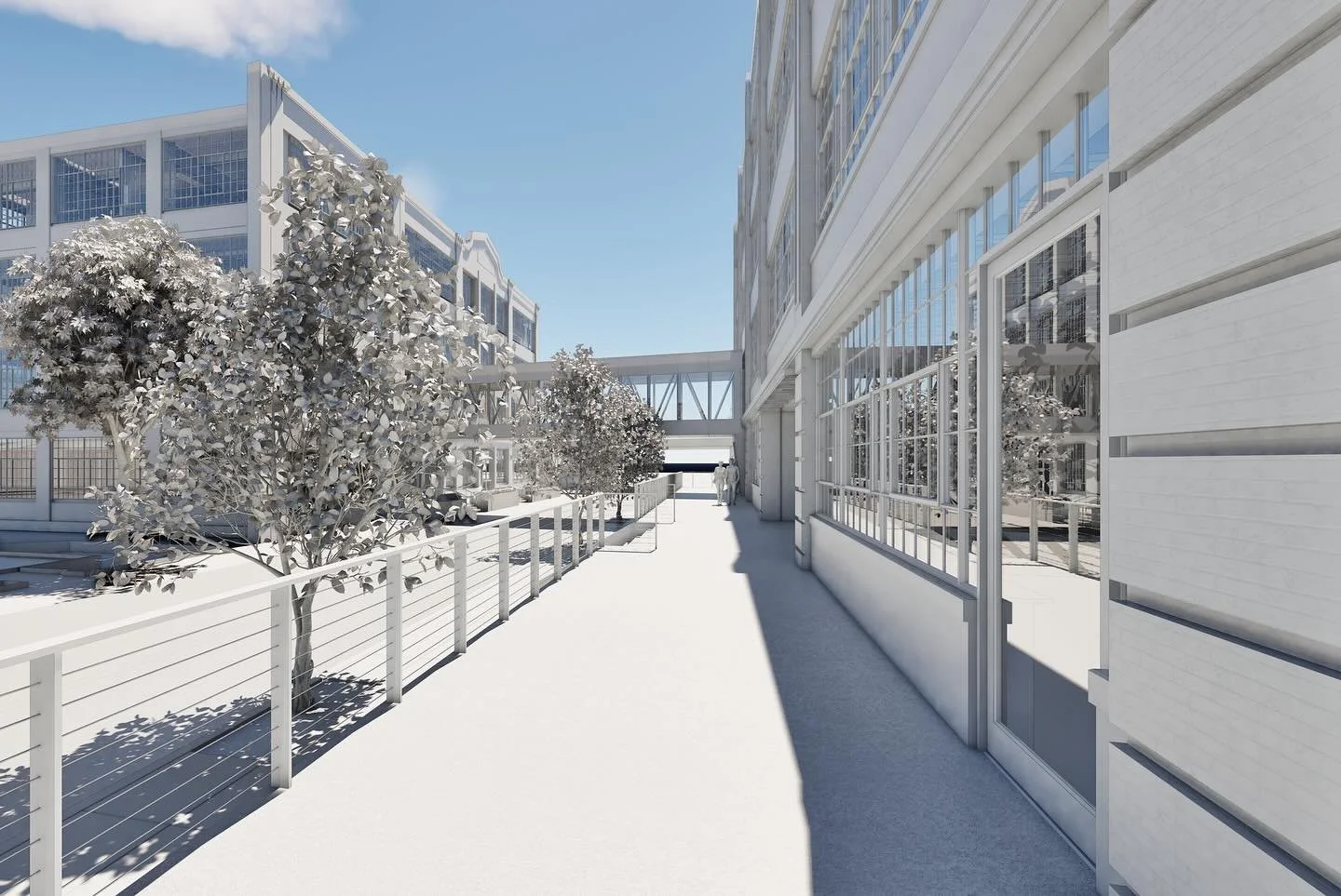 Not winter, just draft renderings of our outdoor patio and retail spaces! We&rsquo;re looking for the neighborhood&rsquo;s next small businesses to continue the Cole Motor story.