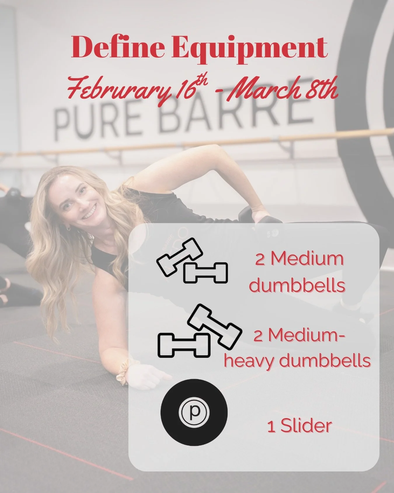 New Class Plan Alert 🔥 | DEFINE Edition

Here&rsquo;s the equipment we&rsquo;ll be using February 16th &ndash; March 8th 💪

✔️ 2 medium dumbbells
✔️ 2 medium-heavy dumbbells
✔️ 1 slider

DEFINE is all about intentional strength training, sculpt, an