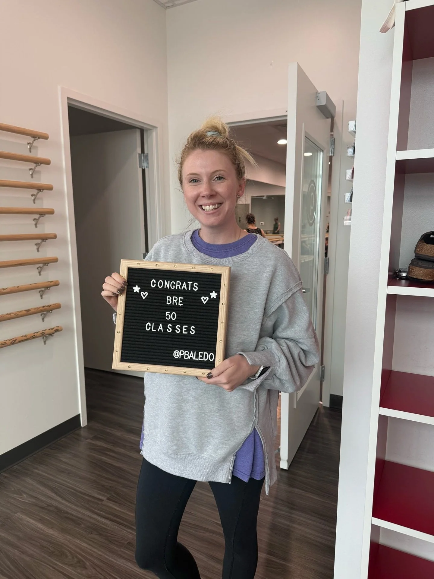 50 classes for Bre! 🎉
Congratulations on hitting this milestone &mdash; we love seeing you show up and put in the work at the barre. 

Next stop: 100! 💪🏼