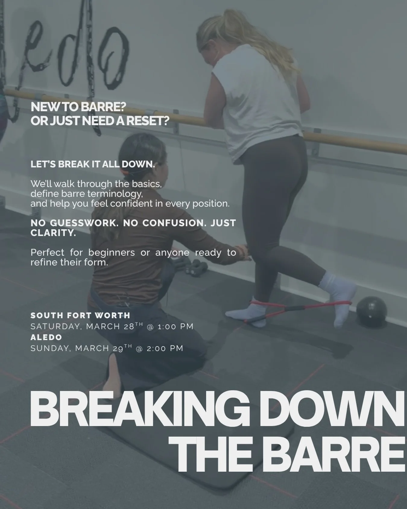 New to barre? Or just need a reset? 💪🏼

No guesswork. No confusion. Just clarity.

We&rsquo;re breaking it all down&mdash;terminology, positions, and everything in between&mdash;so you can feel confident every time you walk into class. ✨

Perfect f