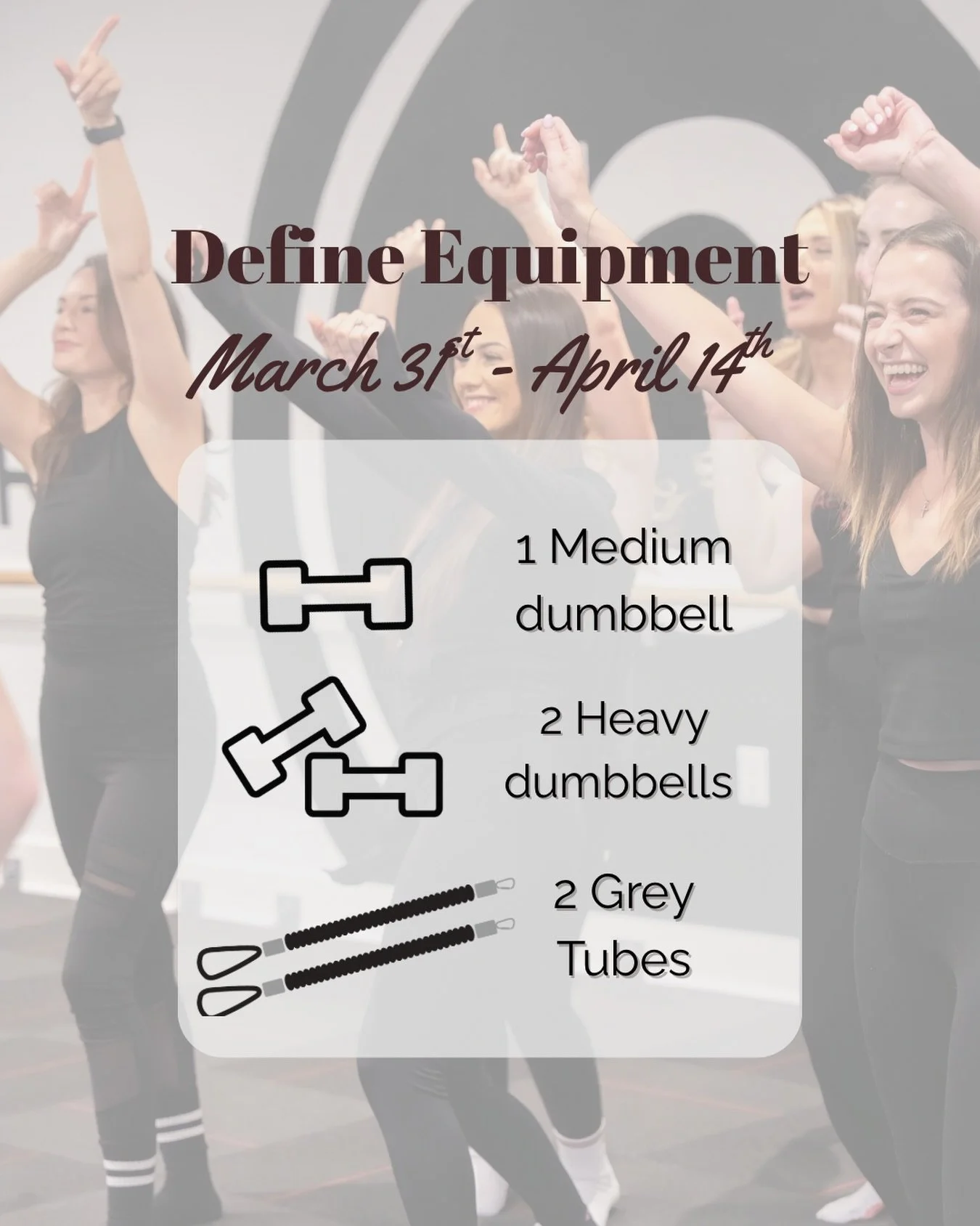 New Class Plan Alert 🔥 | DEFINE Edition

Here&rsquo;s what we&rsquo;ll be using March 31st &ndash; April 14th 💪

✔️ 1 medium dumbbell
✔️ 2 heavy dumbbells
✔️ 2 grey tubes

DEFINE is all about intentional strength, controlled movement, and pushing y