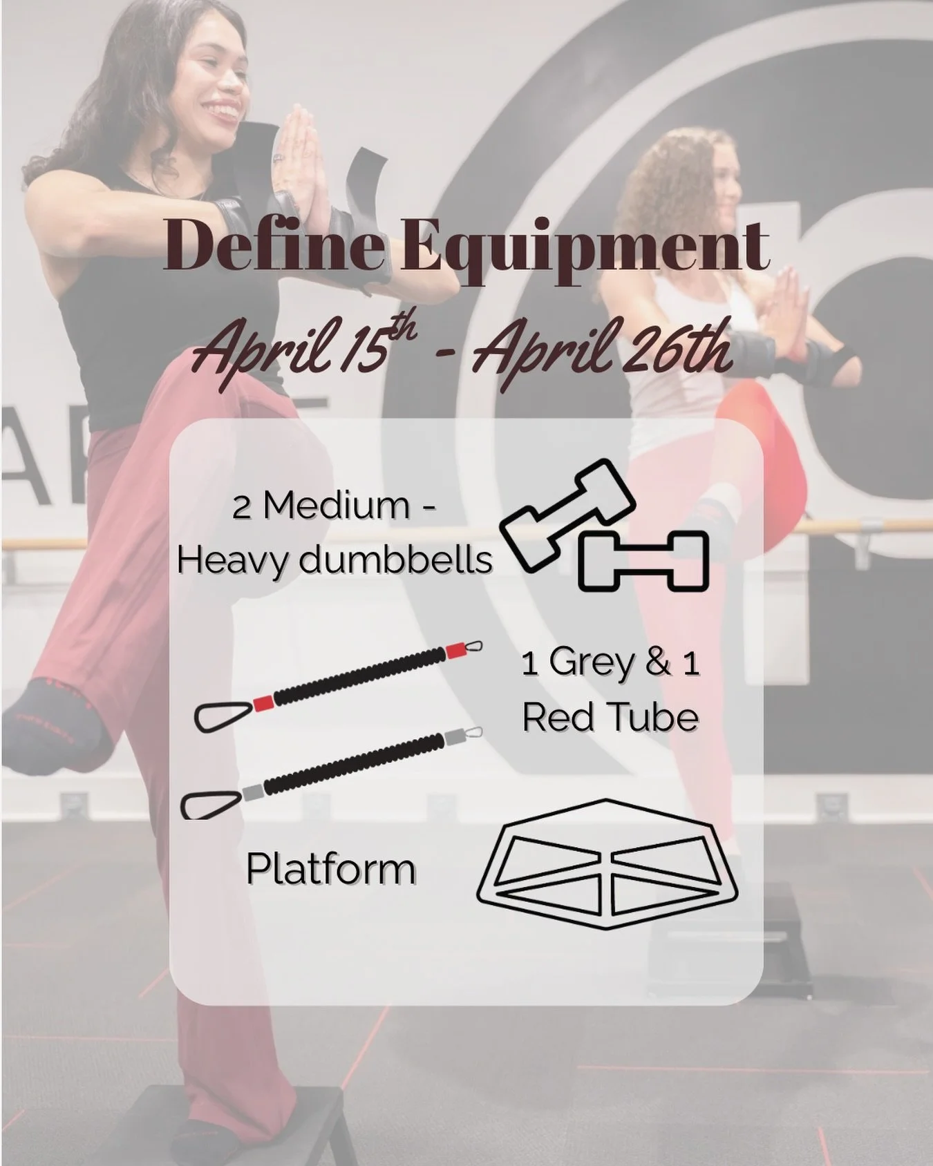 New Class Plan Alert 🔥 | DEFINE Edition

Here&rsquo;s what we&rsquo;ll be using April 15th &ndash; April 26th 💪

✔️ 2 medium&ndash;heavy dumbbells
✔️ 1 grey + 1 red tube
✔️ Platform

DEFINE is all about intentional strength, controlled movement, an