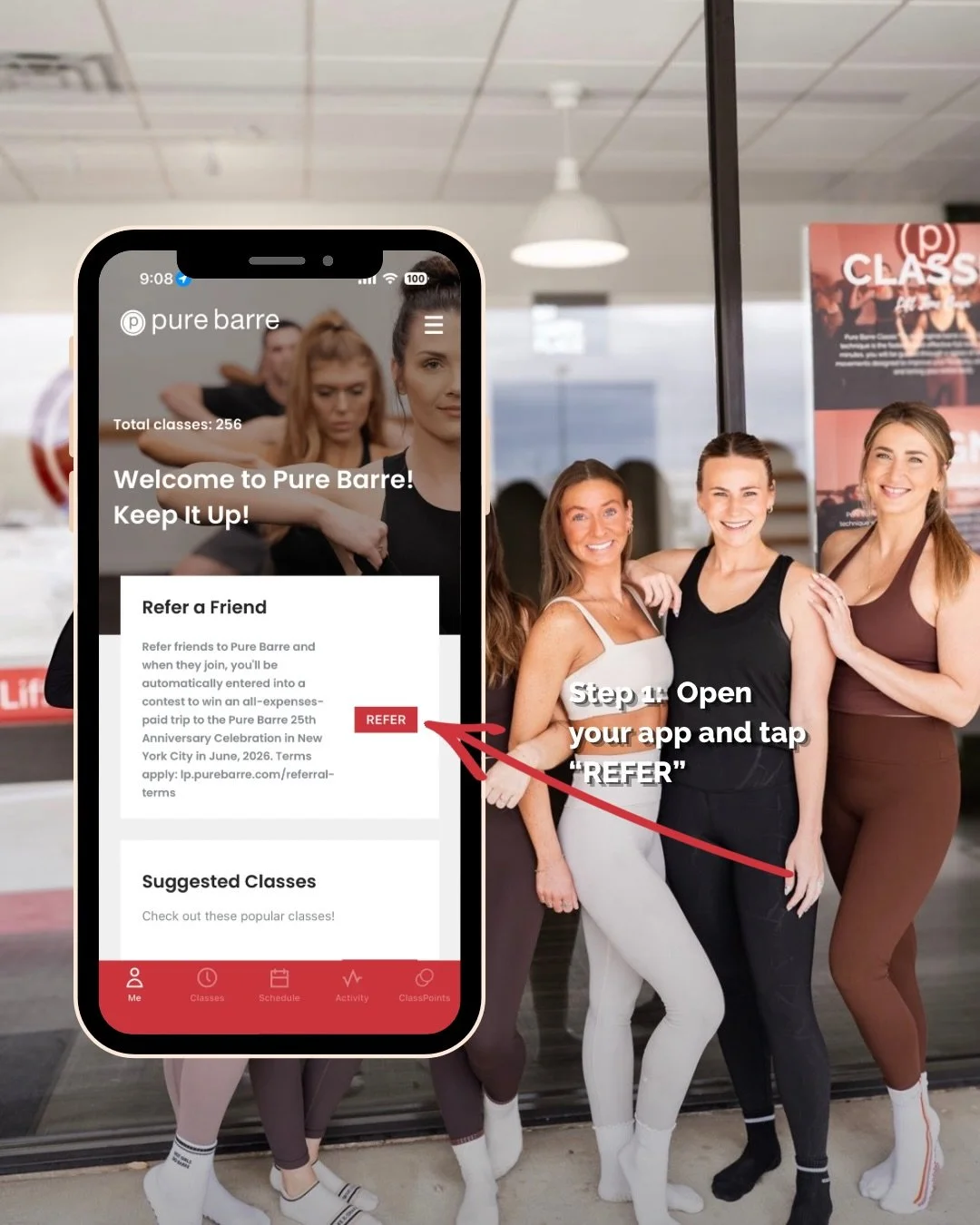 Barre is better with your bestie. 👩🏼&zwj;🐰&zwj;👩🏽

Swipe to see the 4 simple steps to send your referral invite through the Pure Barre app!

1. Open your app and tap &ldquo;Refer&rdquo;
2. Tap &ldquo;Send Via Text&rdquo; or copy your referral li