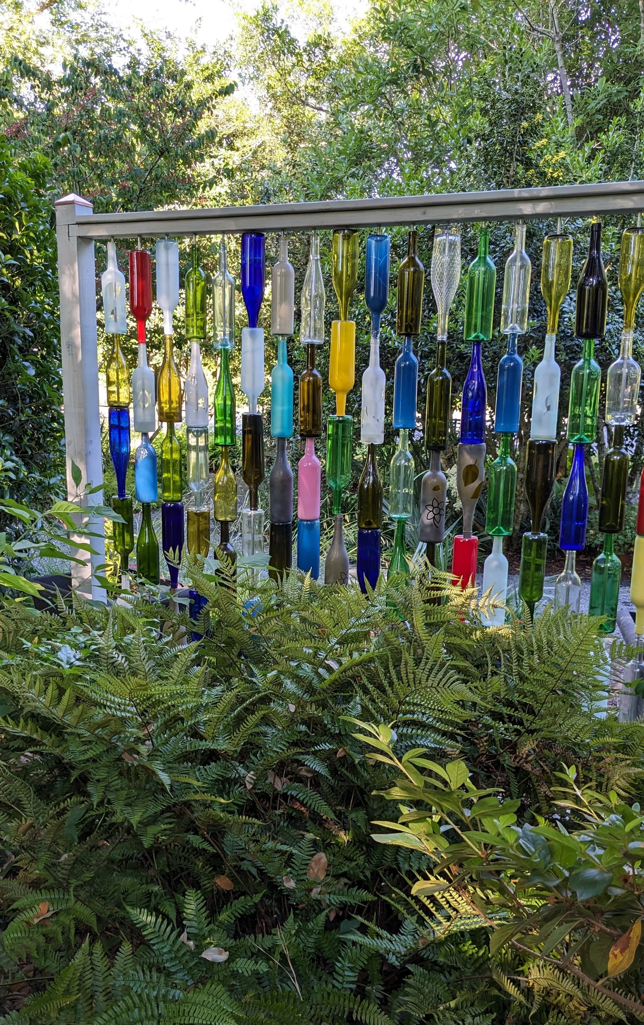 4.	Colorful recycled bottles create a striking garden feature at the Brunswick County Botanical Garden.