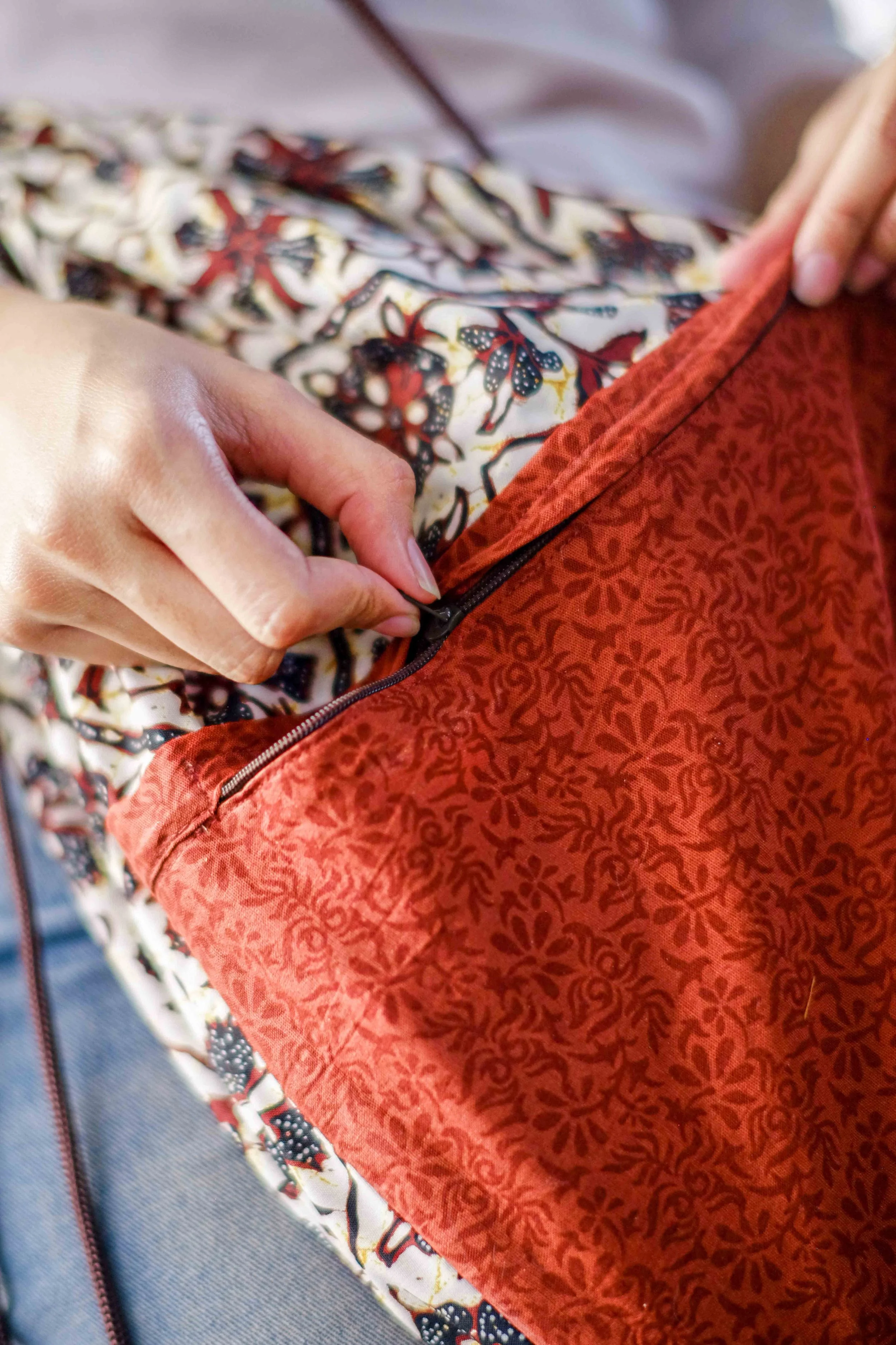 Rust & Burgundy Floral Batik Drawstring Backpack 5.jpg