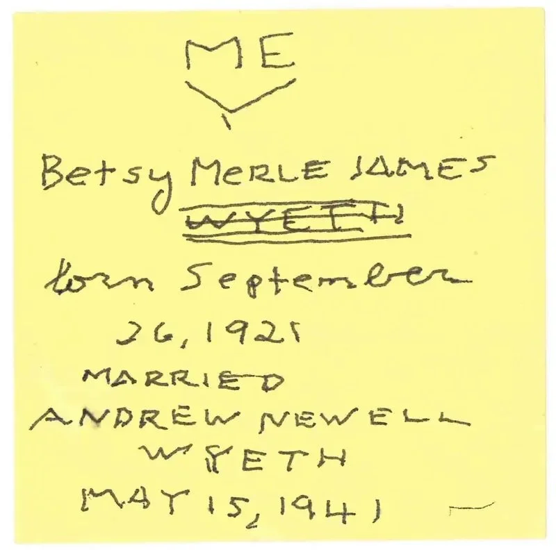 Betsy James Wyeth Post-it note Wyeth Foundation for American Art