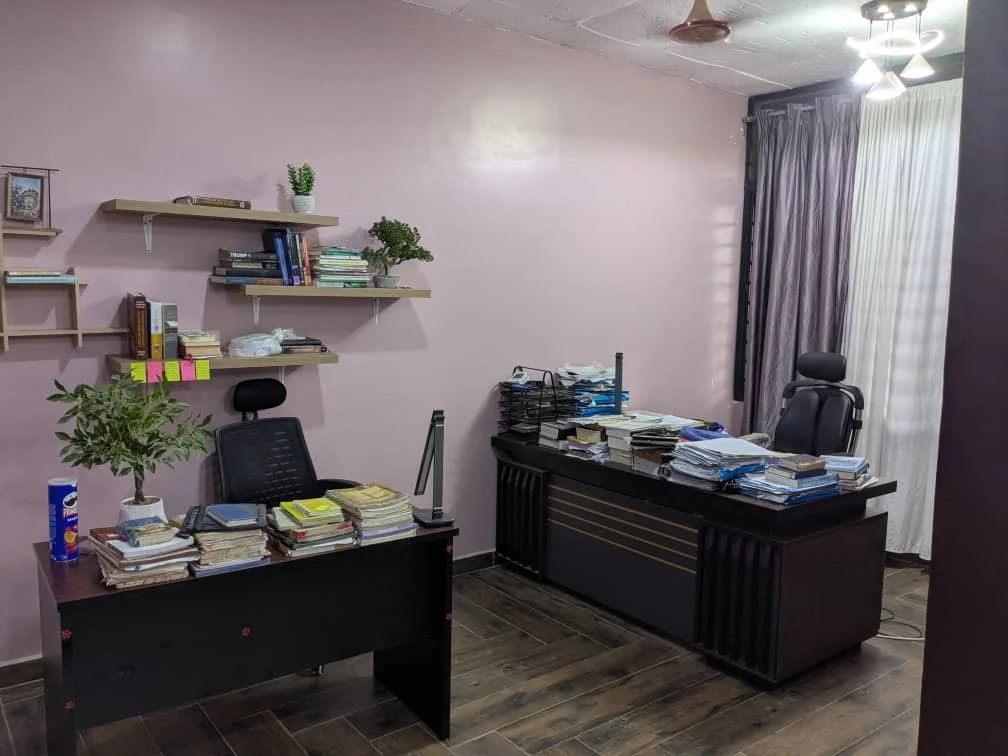 Photograph of housing desks and workspaces.