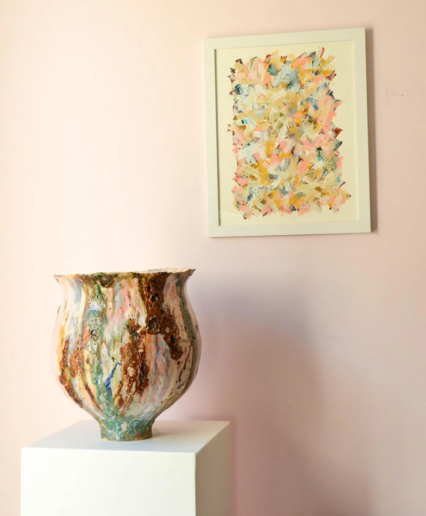 ceramics is my bread and butter but I make works on paper, canvas, burlap. if you are working on a gallery wall or pairing art hit me up, they are a specialty of mine.