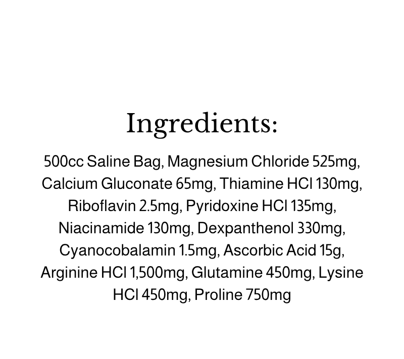 Performance Hydration IV Kit - magnesium, B vitamins, and amino acids for muscle recovery and athletic performance