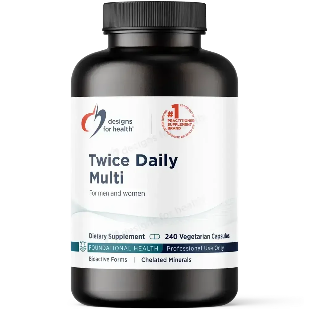 Designs for Health Twice Daily Multi multivitamin, bottle of 240 vegetarian capsules