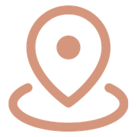 Icon of a location pin inside a circle with a curved line beneath, representing location or GPS.