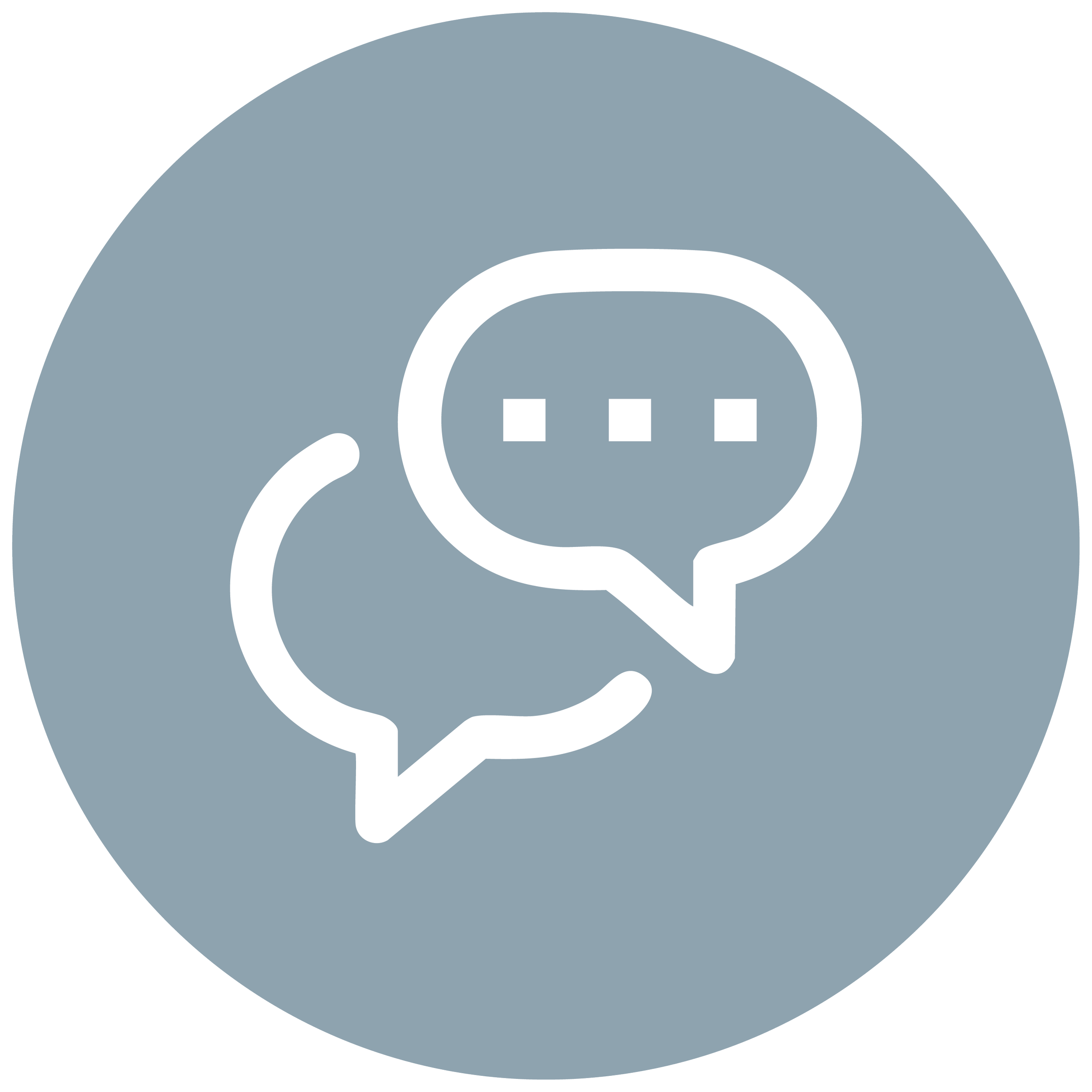 Icon of two speech bubbles, one overlapping the other, on a gray circular background, representing communication or messaging.