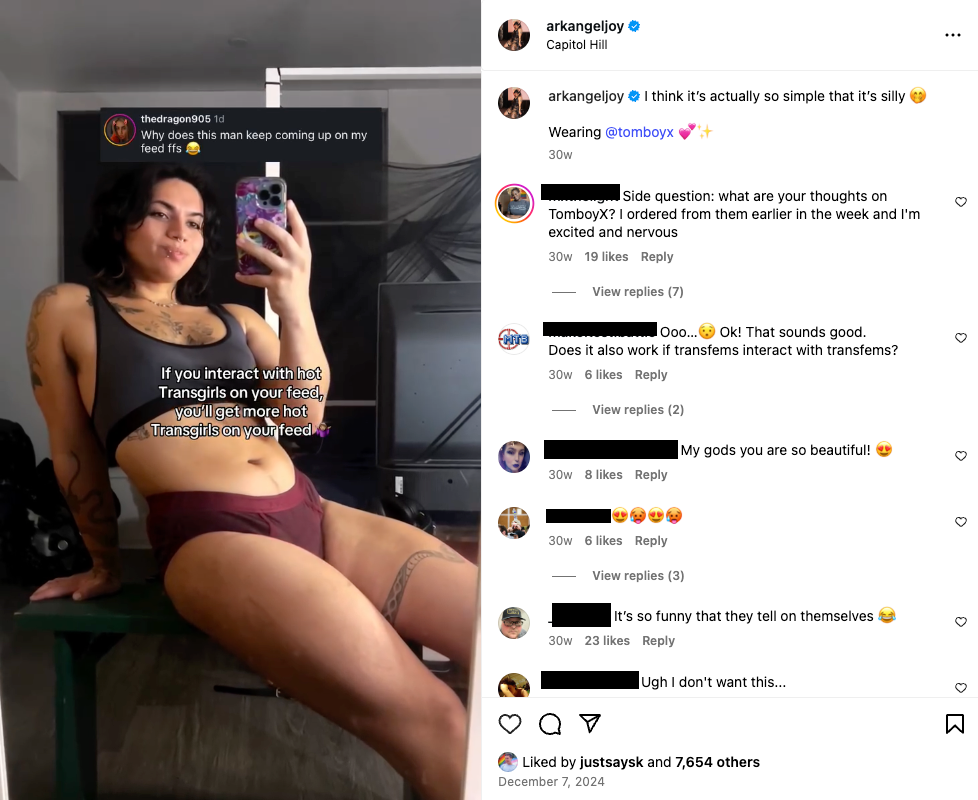 An Angel Flores x TomboyX collab post having reached tens of thousands of likes