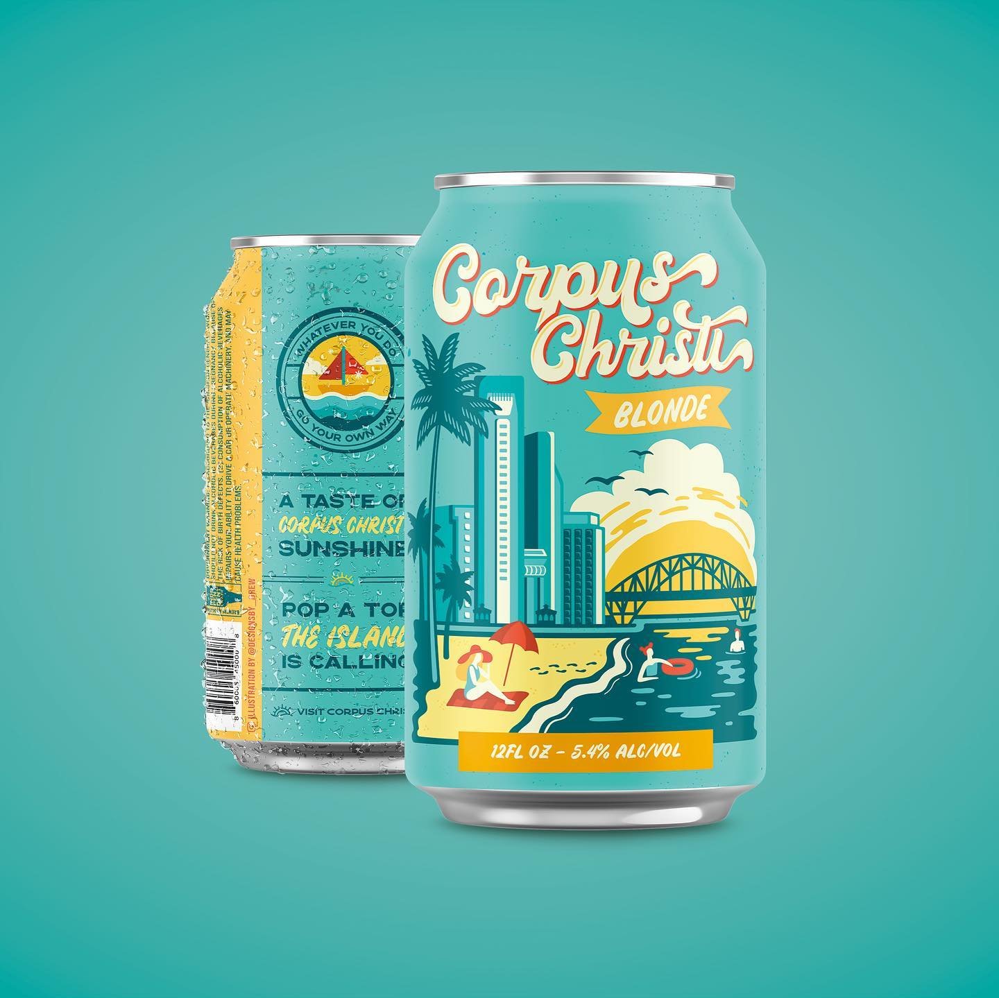 Design collab with the extremely talented @daniellecreative.co for @lazybeachbrew and @islandjoescc ☀️🌊

Had so much fun working with @visitcorpuschristi in creating this illustration!! 

#designsbydrew #illustration #packaging #corpuschristi