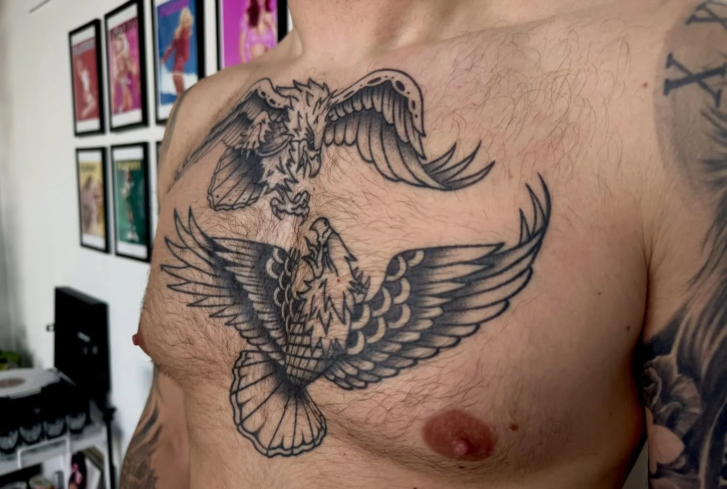 healed &amp; happy
&bull;
&bull;
&bull;
#healedtattoo #chestpiece #americantraditionaleagle #healedandhairy #moreeagles