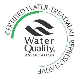 Water Quality Association logo with text indicating certification for water treatment re-presence