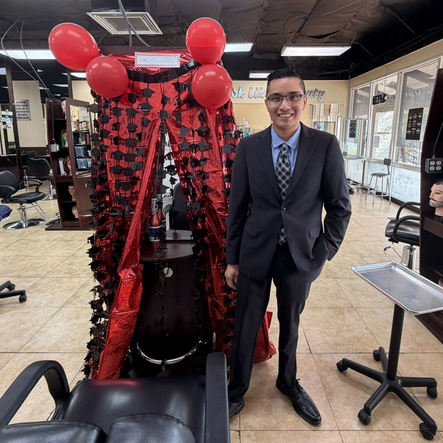 LET&rsquo;S GO!!! Congratulations on Miguel for graduating from our barber program. Something tells us he&rsquo;s going to make some good moves! #saddlebackbeautyacademy #barber #barberschool #menshair #shave