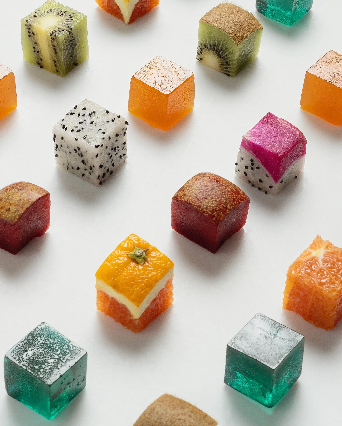 We took inspiration from the runways&rsquo; embrace of color blocking and used fruit as a study in palette. Kiwi, Cara Cara, dragon fruit, and pluot were cut into sharp cubes to see how the shades play together. It&rsquo;s a preliminary exercise for 