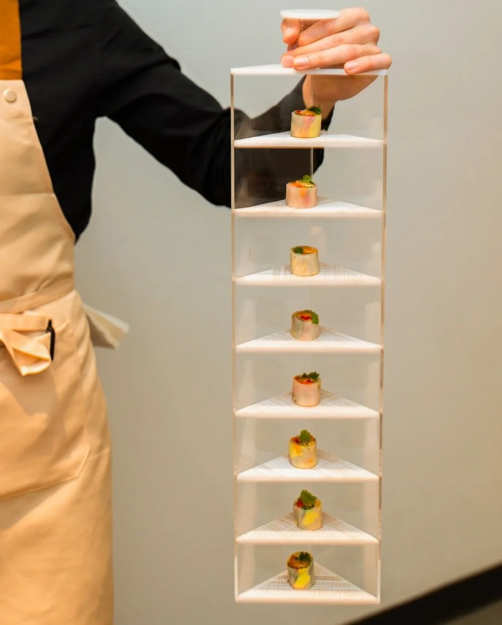 Roasted tofu, crisp vegetables, and edible blooms - rolled to perfection.