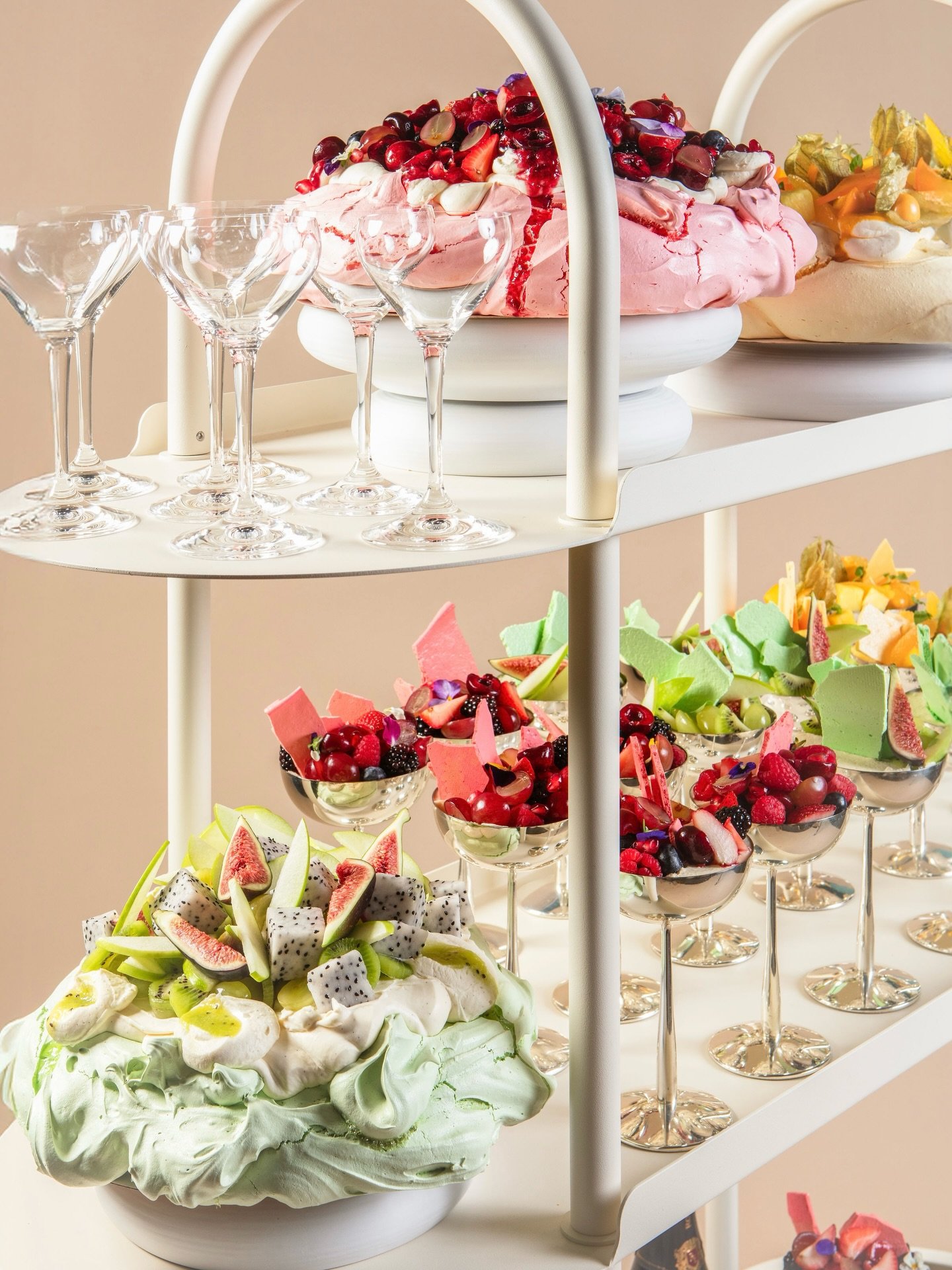 Spring has arrived, and so has our Pavlova and Champagne Cart.