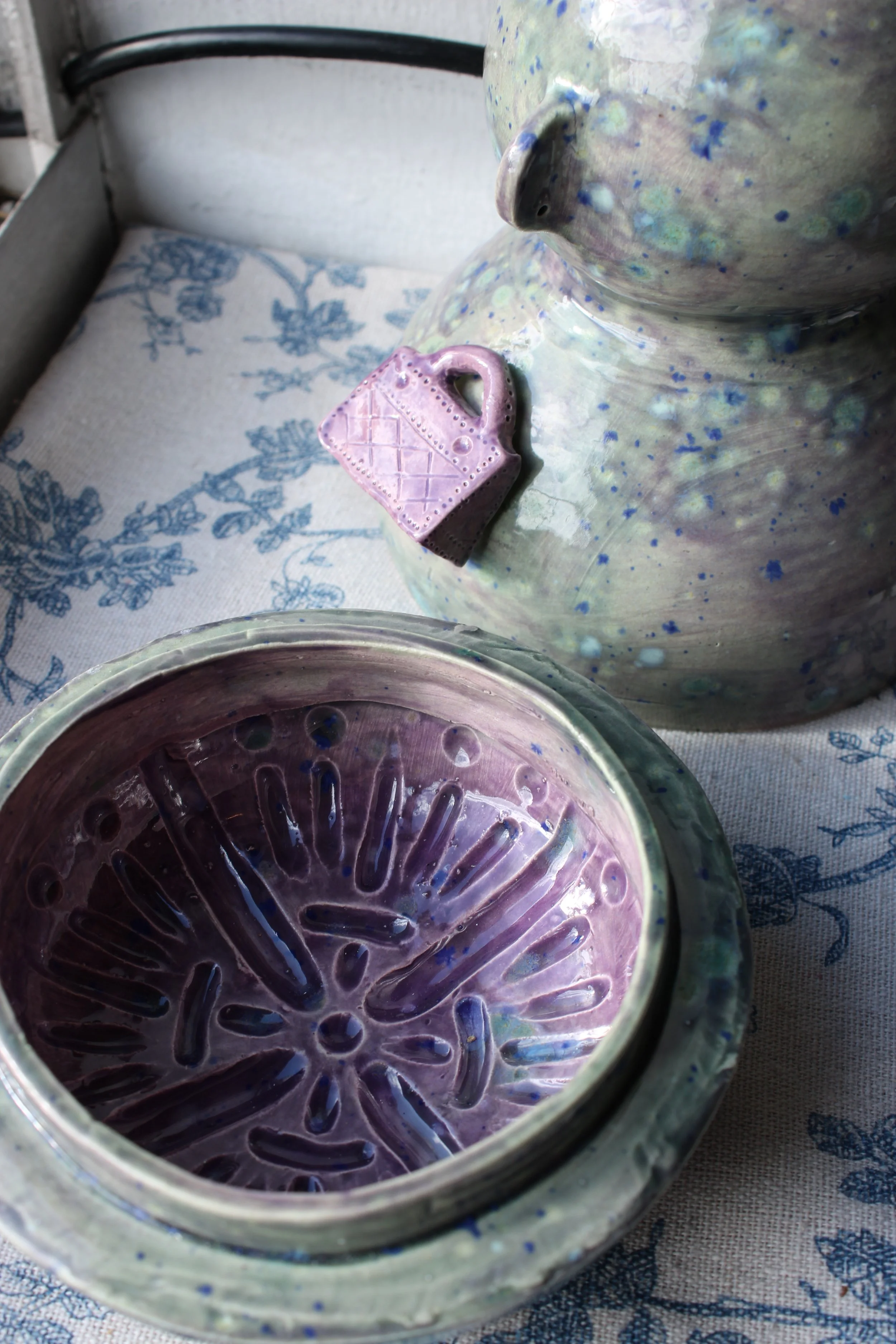 Jewelry Dish with Lid-
Hand built