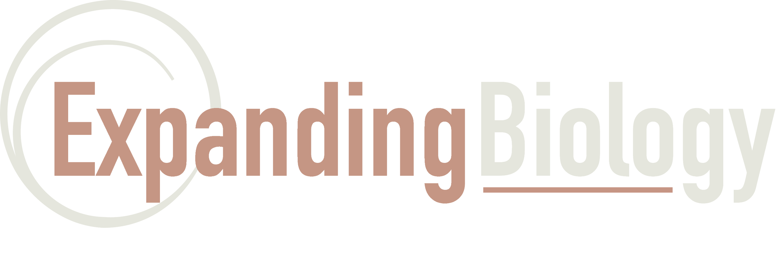 Logo for Explaining Biology, with text in beige and gray and circular design element
