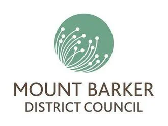 Logo of Mount Barker District Council featuring a circular design with white lines and dots on a green background